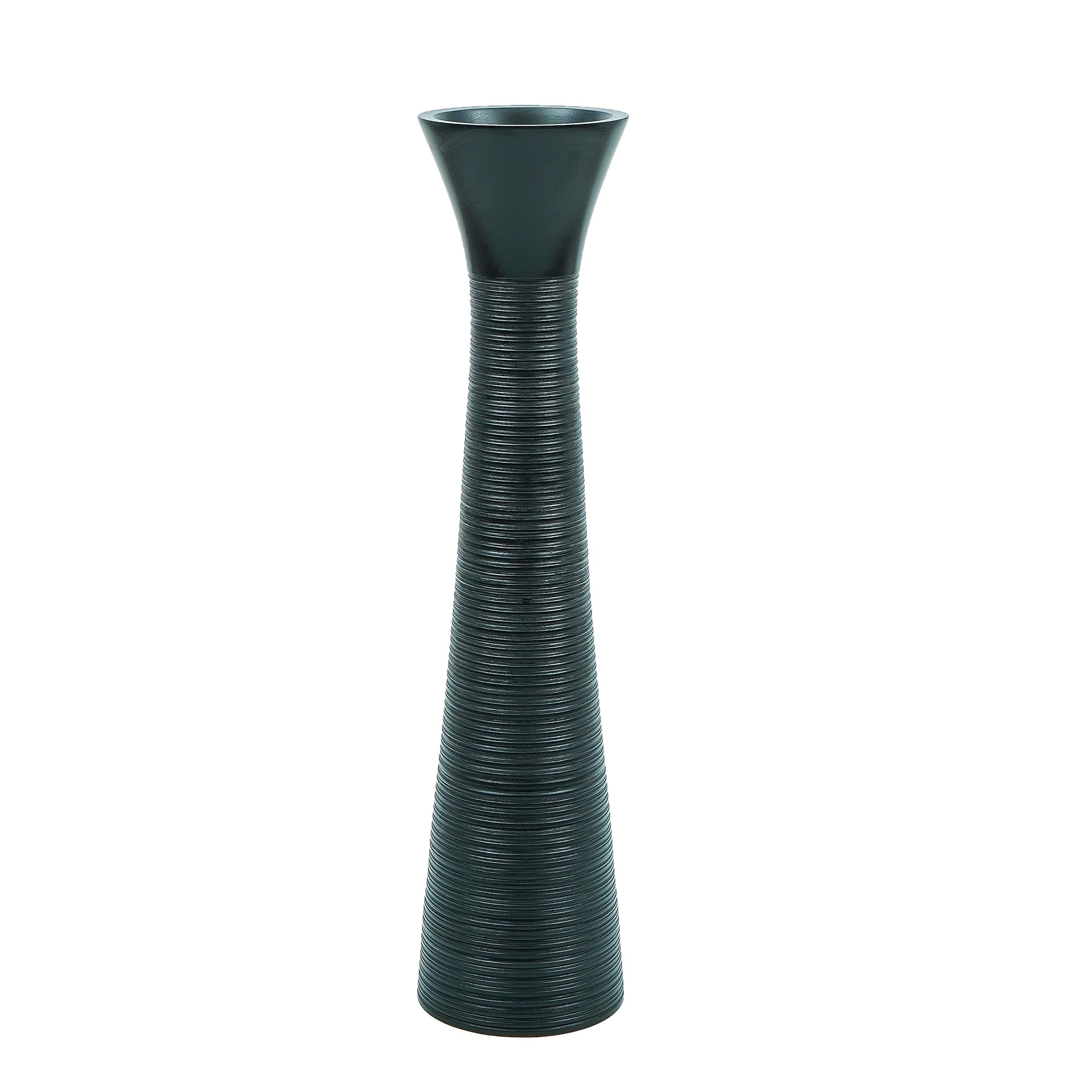Leewadee 36 Inch Large Black Wooden Floor Vase - Farmhouse Decor for Flowers, Fake Plants & Pampas Grass | Perfect for Living Room, Entryway & Wedding Centerpiece Decorations