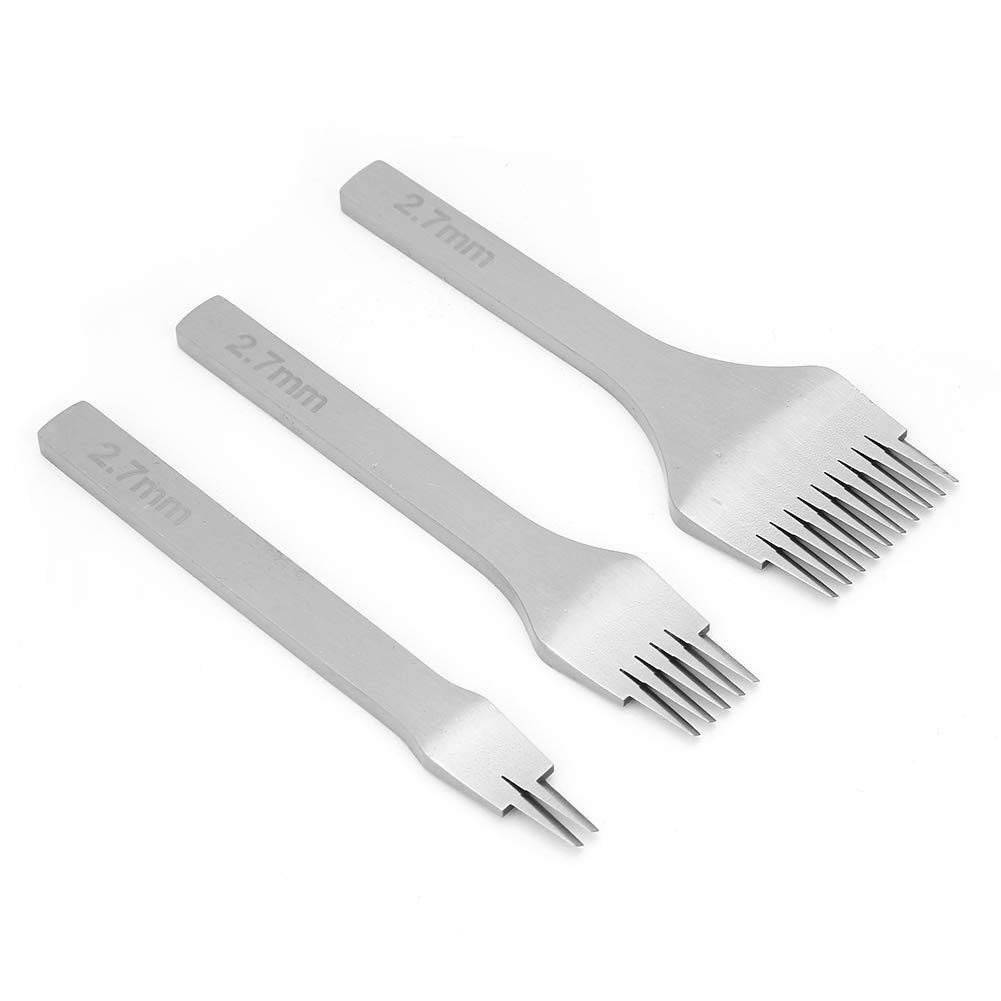 3-Piece Professional Leather Hole Punch Set - 2.7mm Stitching Chisel for Precise Leather Crafting | DIY Leatherworking Tools for Belts, Wallets & Bags | Perfect for Saddlery, Shoemaking & Handmade Leather Goods