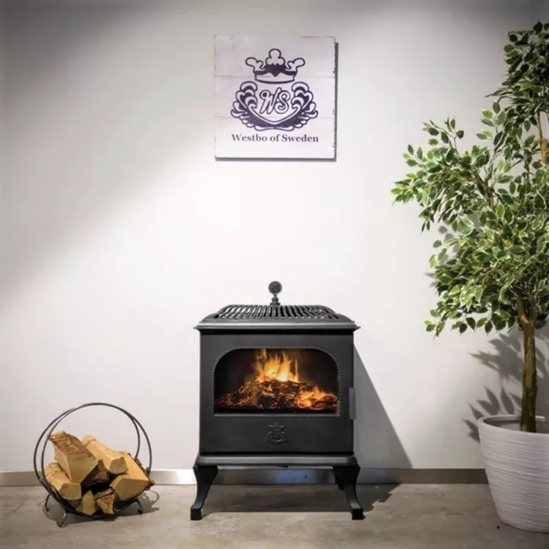 Westbo Victoria 85 Cast Iron Stove - Classic Fireplace for Cozy Home Heating & Rustic Decor - Perfect for Living Rooms, Cabins & Outdoor Spaces