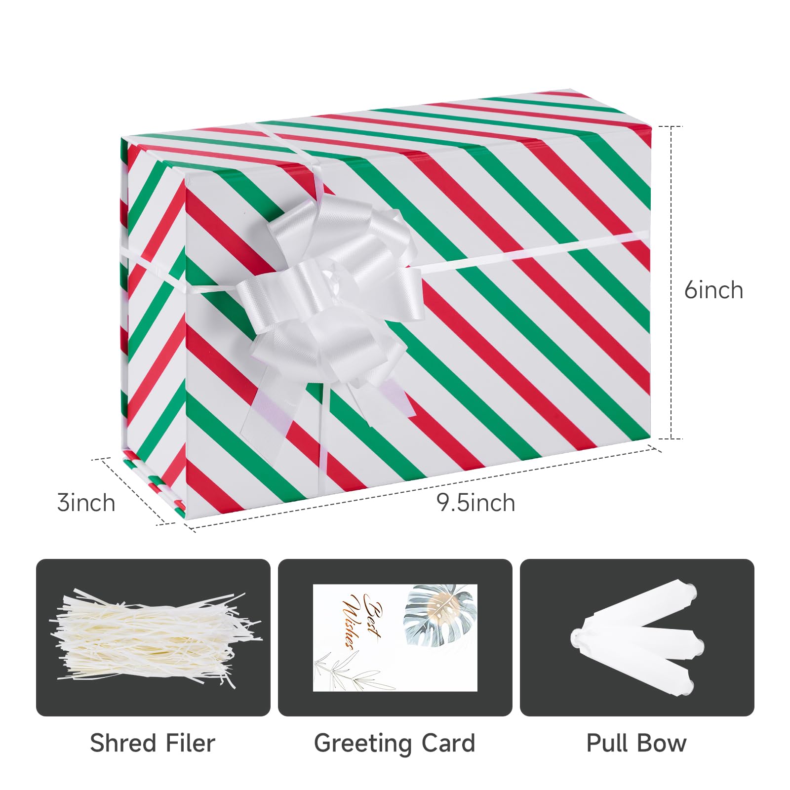 Magnetic Gift Box for Christmas, Birthday & Wedding - Striped Present Packaging for Home & Party Decor