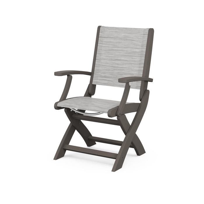 POLYWOOD Coastal Folding Chair - Durable Outdoor Furniture for Patio, Beach & Poolside - Weather-Resistant Adirondack Style Chair with Cup Holder