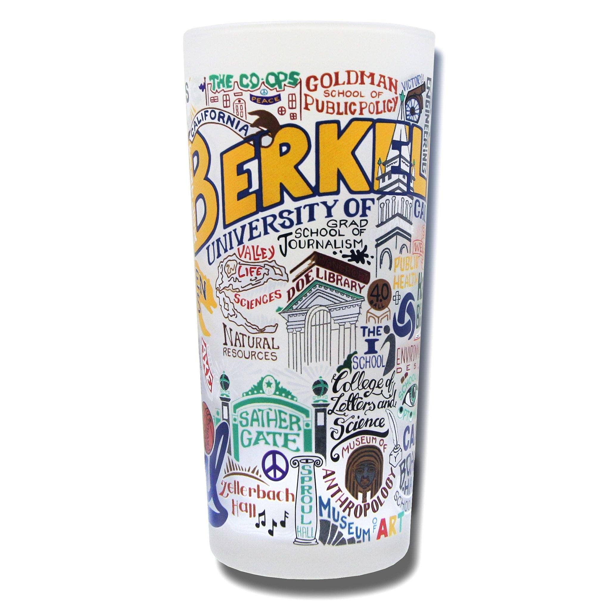 UC Berkeley Glass Cup - 15oz Dishwasher Safe Tumbler for UCB Alumni & Fans, Catstudio Drinking Glass for Kitchen, Office & Home Decor