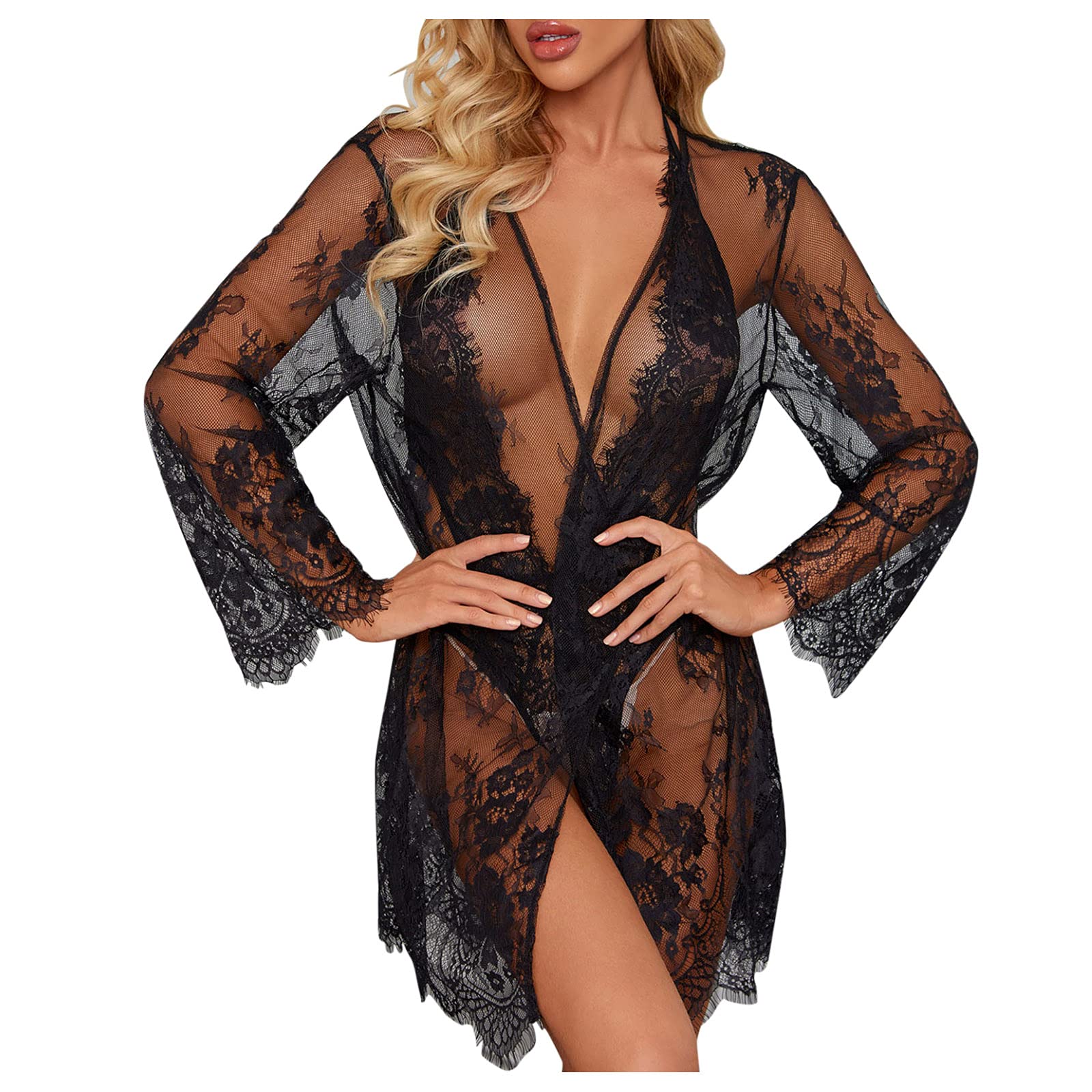 Sexy Black Lace Lingerie Set for Women - Backless Bodysuit with Stockings | Perfect for Valentine's Day, Honeymoon & Romantic Nights