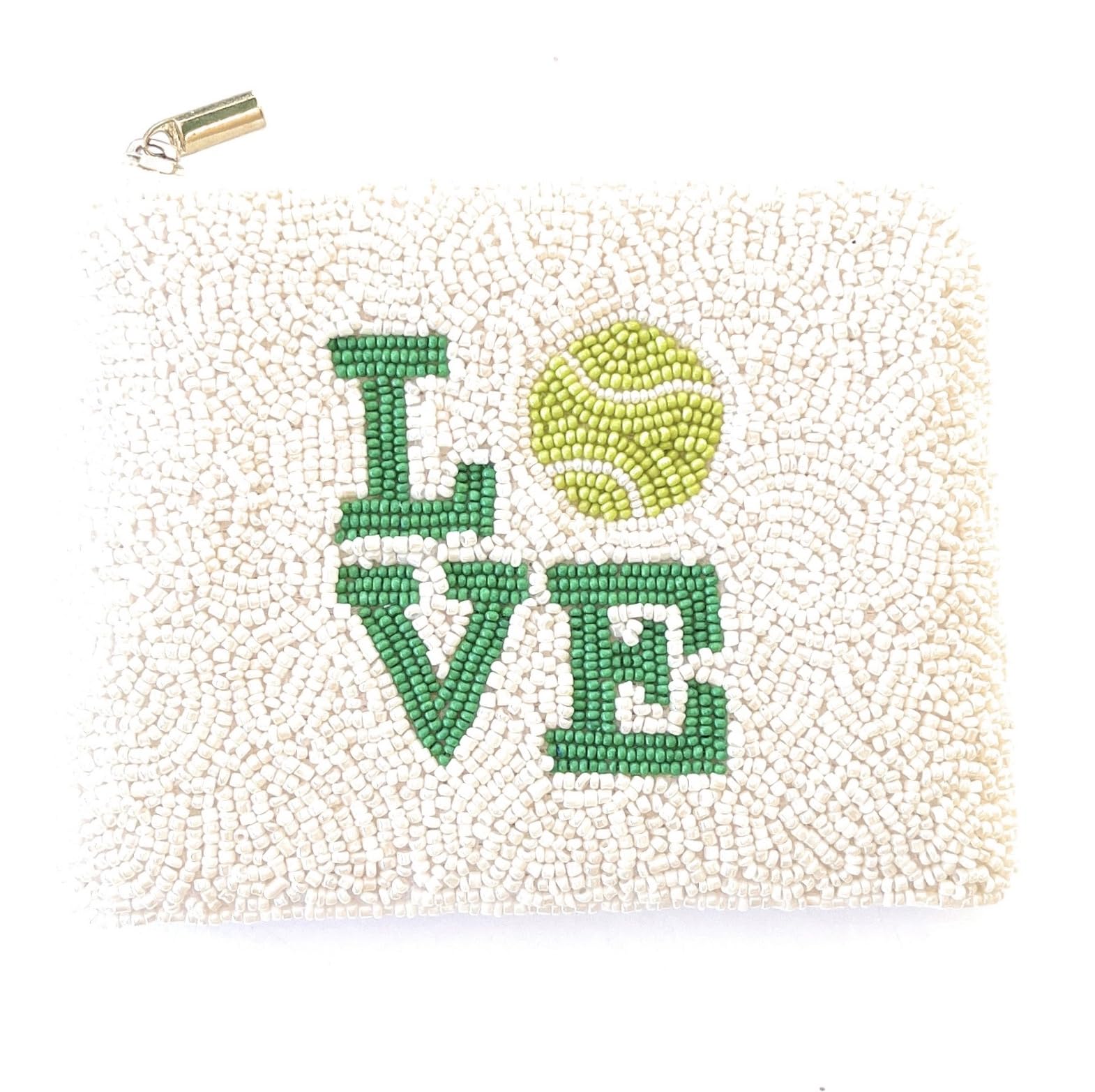 Tennis Beaded Coin Purse for Women - Elegant White Small Wallet - Perfect Gift for Tennis Lovers - Ideal for Carrying Gift Cards, Cash & Jewelry - Great for Matches, Travel & Everyday Use