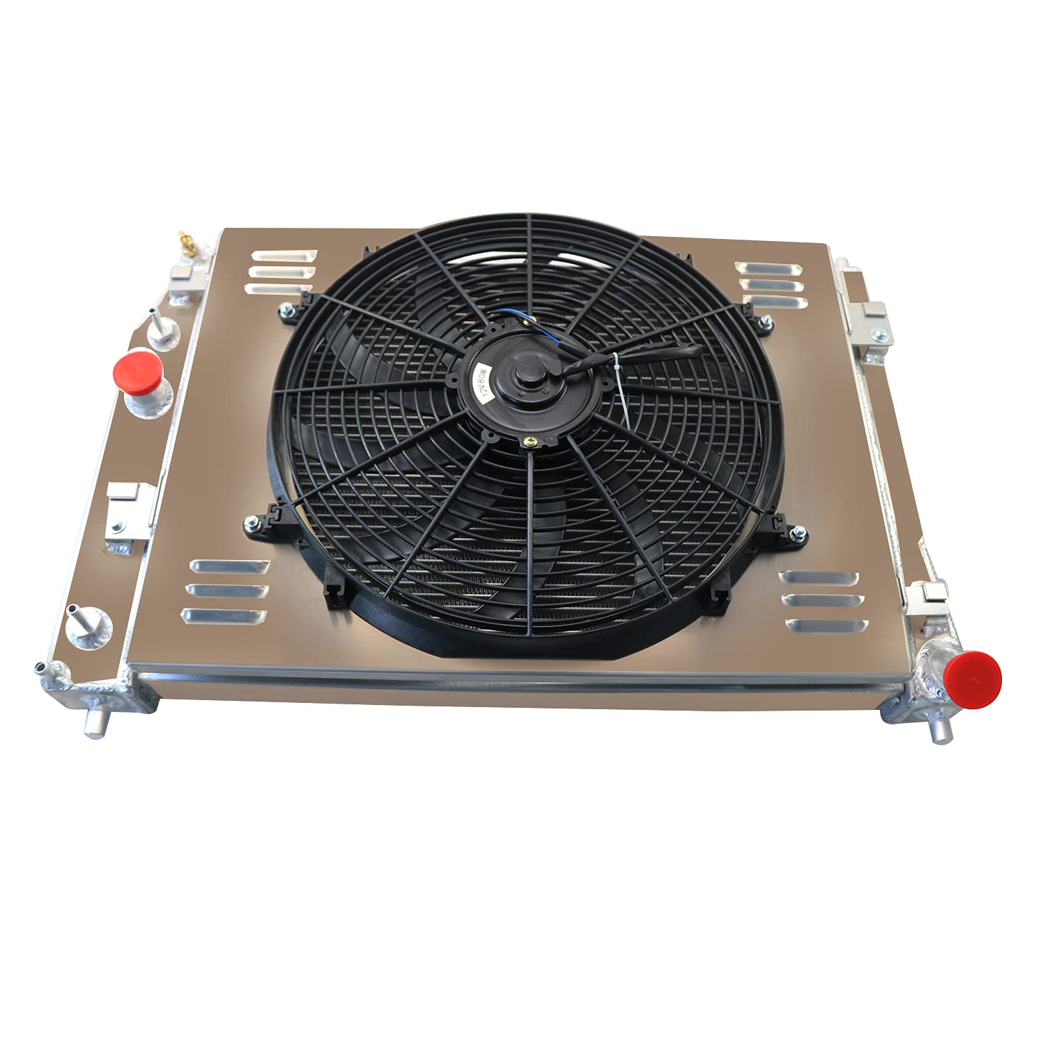 ECMRAD 3-Row Aluminum Radiator with Shroud Fan Relay for 2005-2013 Chevy Corvette C6 V8 (5.3L 6.0L 6.2L 7.0L) - High Performance Cooling Upgrade for Street Racing & Hot Weather Driving