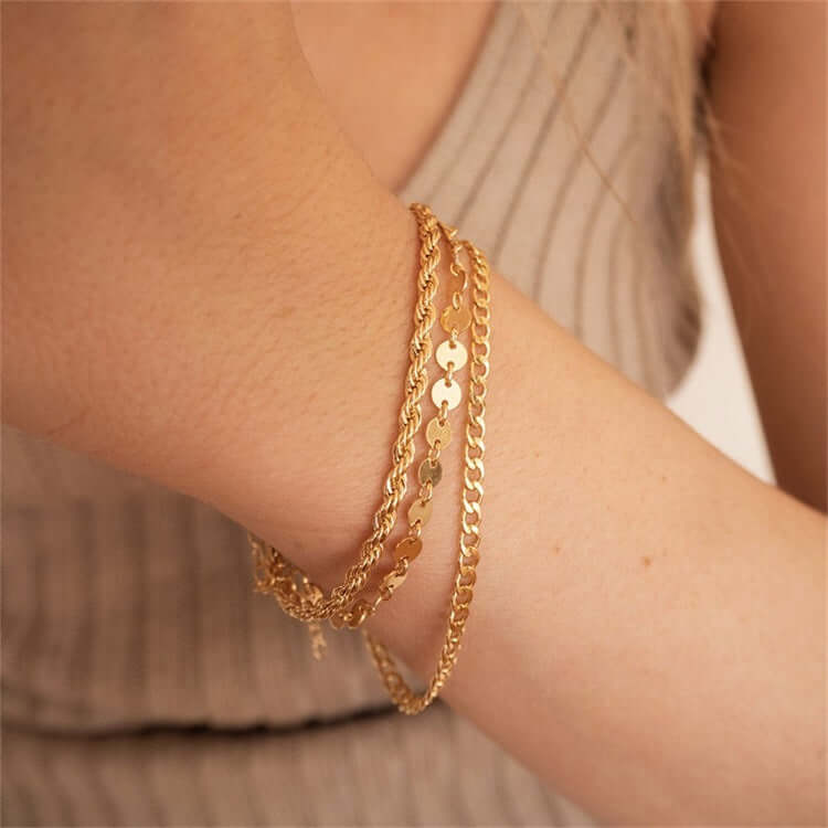 Surgical Steel Rope Cuban Chain Link Bracelet Set for Men & Women | CD004 | Durable & Hypoallergenic Jewelry for Everyday Wear, Gifts & Fashion Accessories