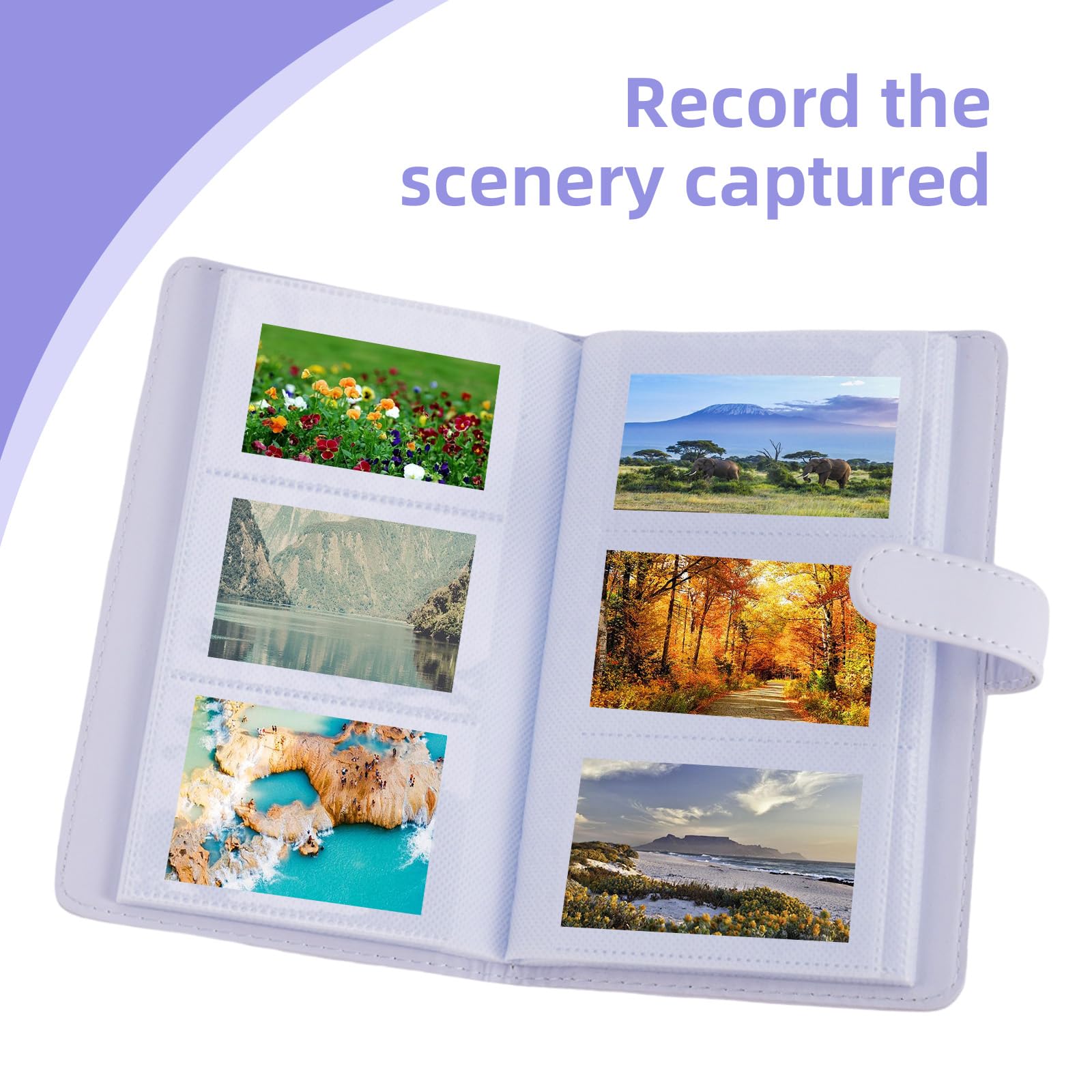 Fujifilm Instax Mini 9/8/11/12/70/90 Camera Accessories Bundle - Mini Photo Album, Film Frames, Wall Hanging Frames & Border Stickers (Purple) - Perfect for Scrapbooking, Home Decor & Gift Giving