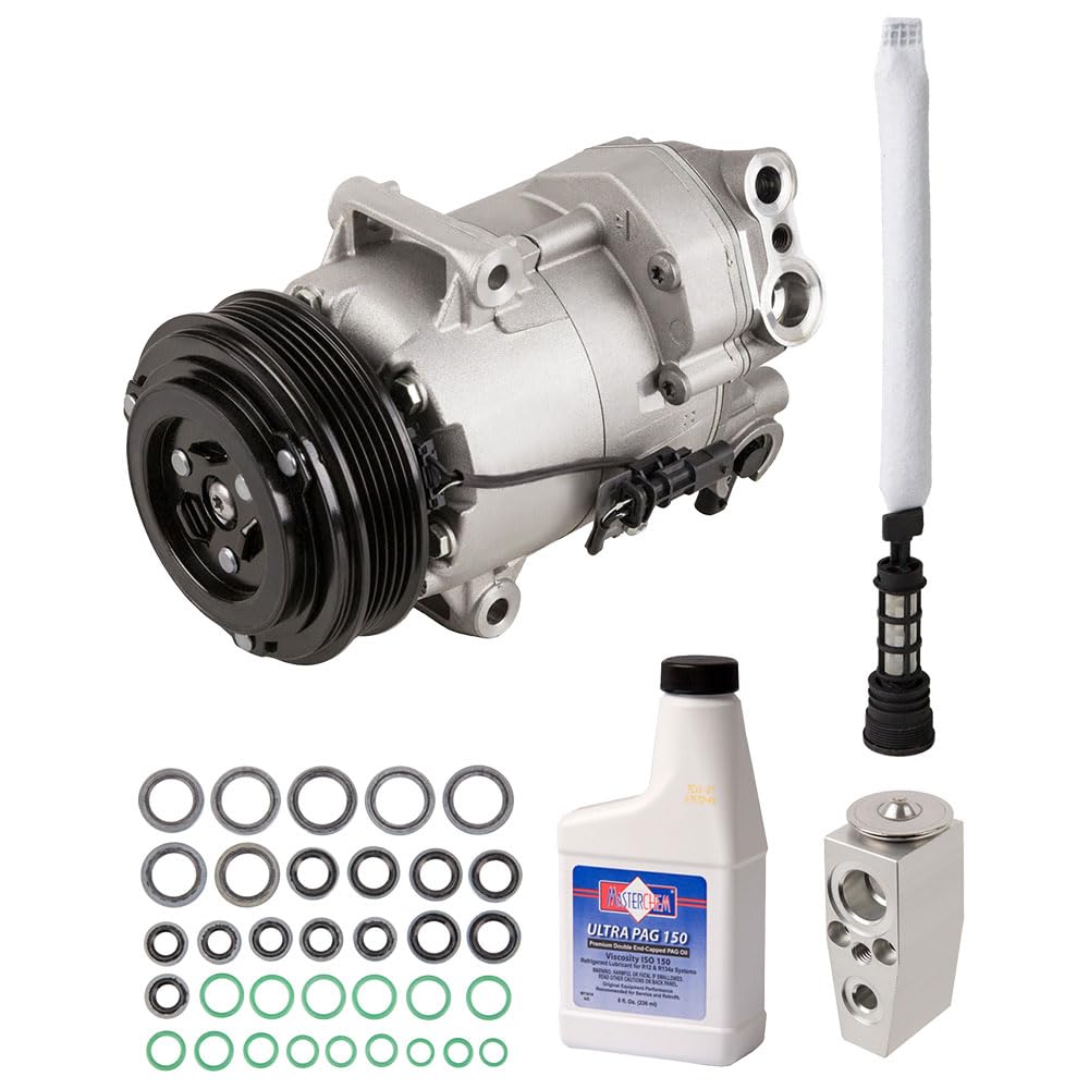 Chevy Cruze 1.4T AC Compressor & A/C Kit (2012-2015) - Includes Drier, Expansion Valve, PAG Oil & O-Rings - Replacement for OEM 60-89215RK - Perfect for Summer Cooling & Auto AC System Repair