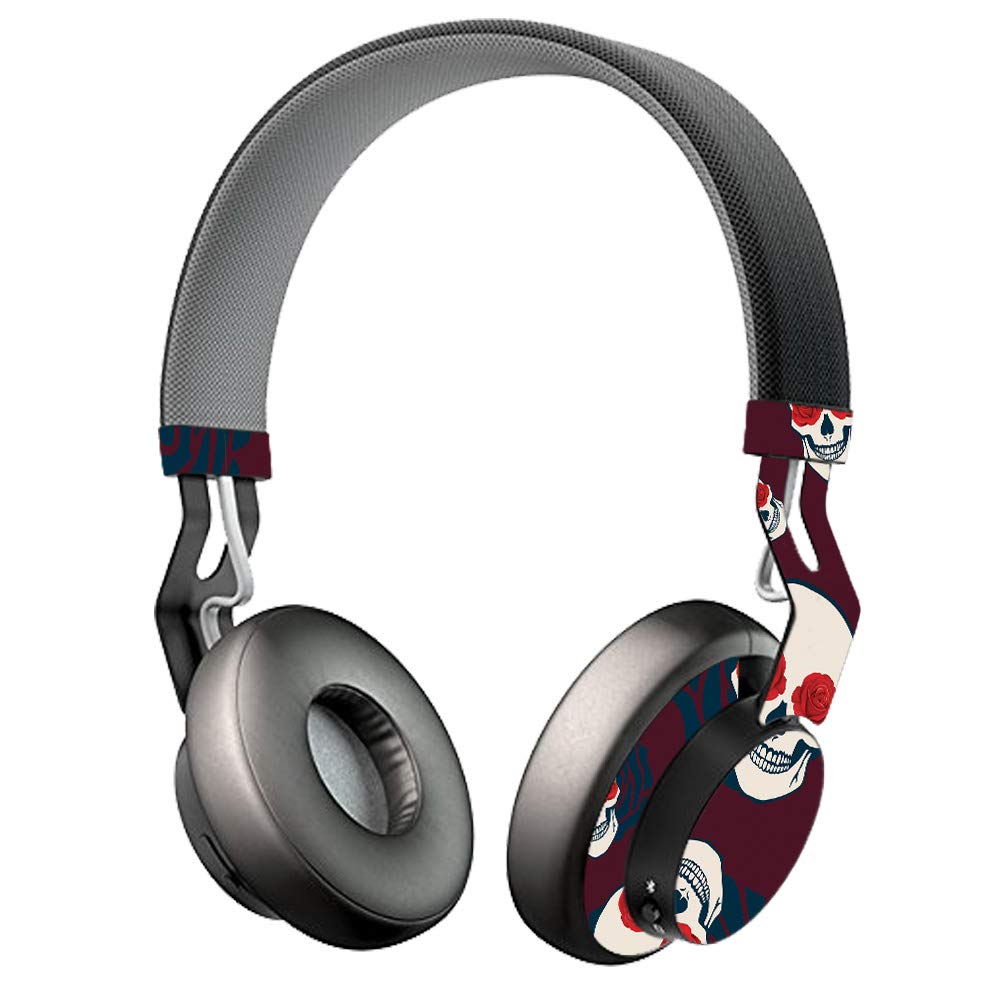 MightySkins Vinyl Decal Wrap Cover Compatible with Jabra Move Headphones - Skulls N Roses Design | Protective, Durable & Unique Skin | Easy to Apply & Remove | Made in USA | Perfect for Gym, Travel & Daily Use