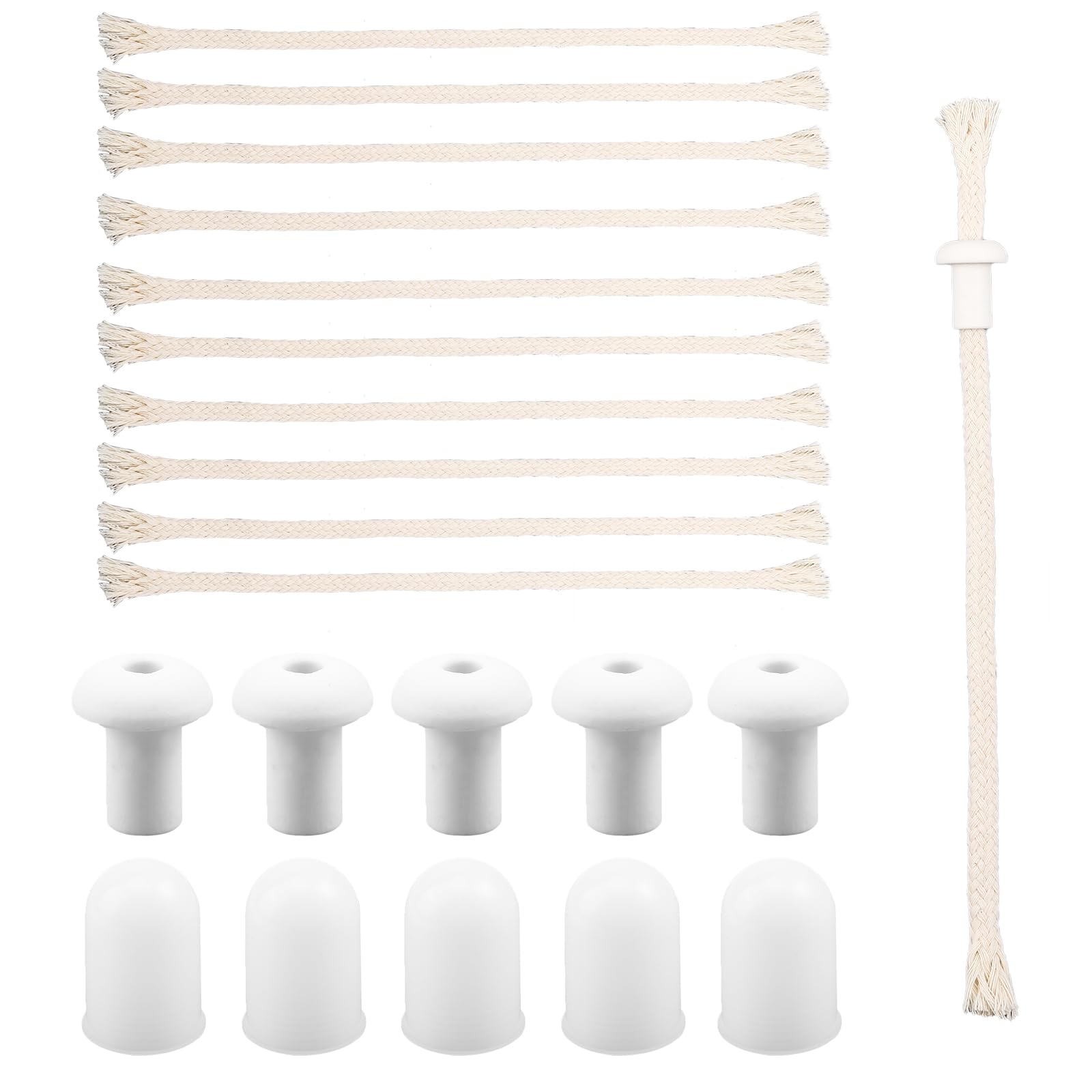CHGCRAFT 10-Pack Alcohol Burner Lamp Kit - Replacement Porcelain Wick Holders, Cotton Wicks & Plastic Caps for Wine Bottle Torch, Oil Candle Lamps - Perfect for Home Decor, DIY Projects & Romantic Ambiance