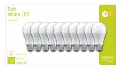 GE Lighting 240111 10W Soft White A19 LED Light Bulb - Frost, Pack of 10 | Energy Efficient Dimmable Light Bulbs for Home, Office & Bedroom Lighting
