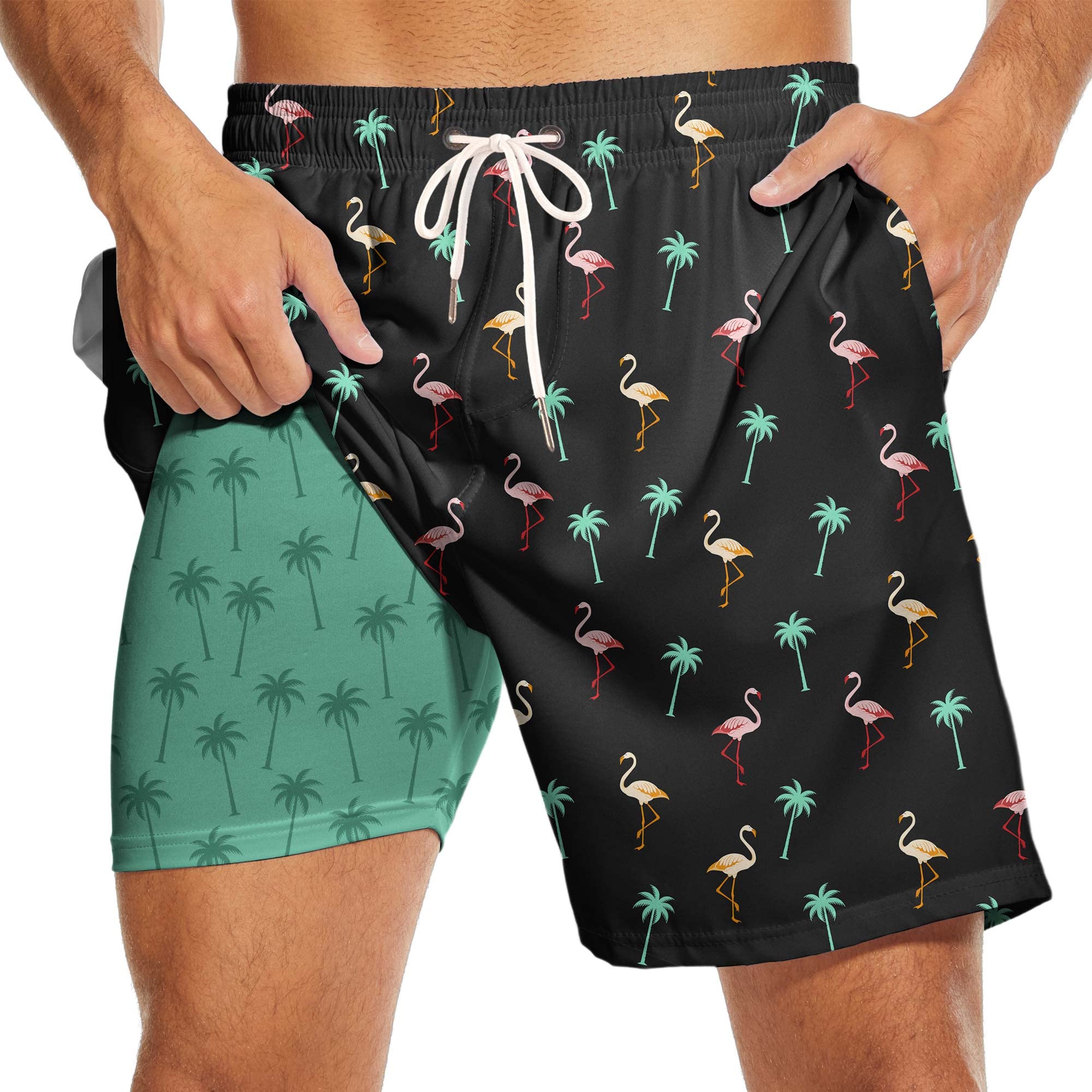 Men's Quick Dry Swim Trunks with Compression Liner - 7