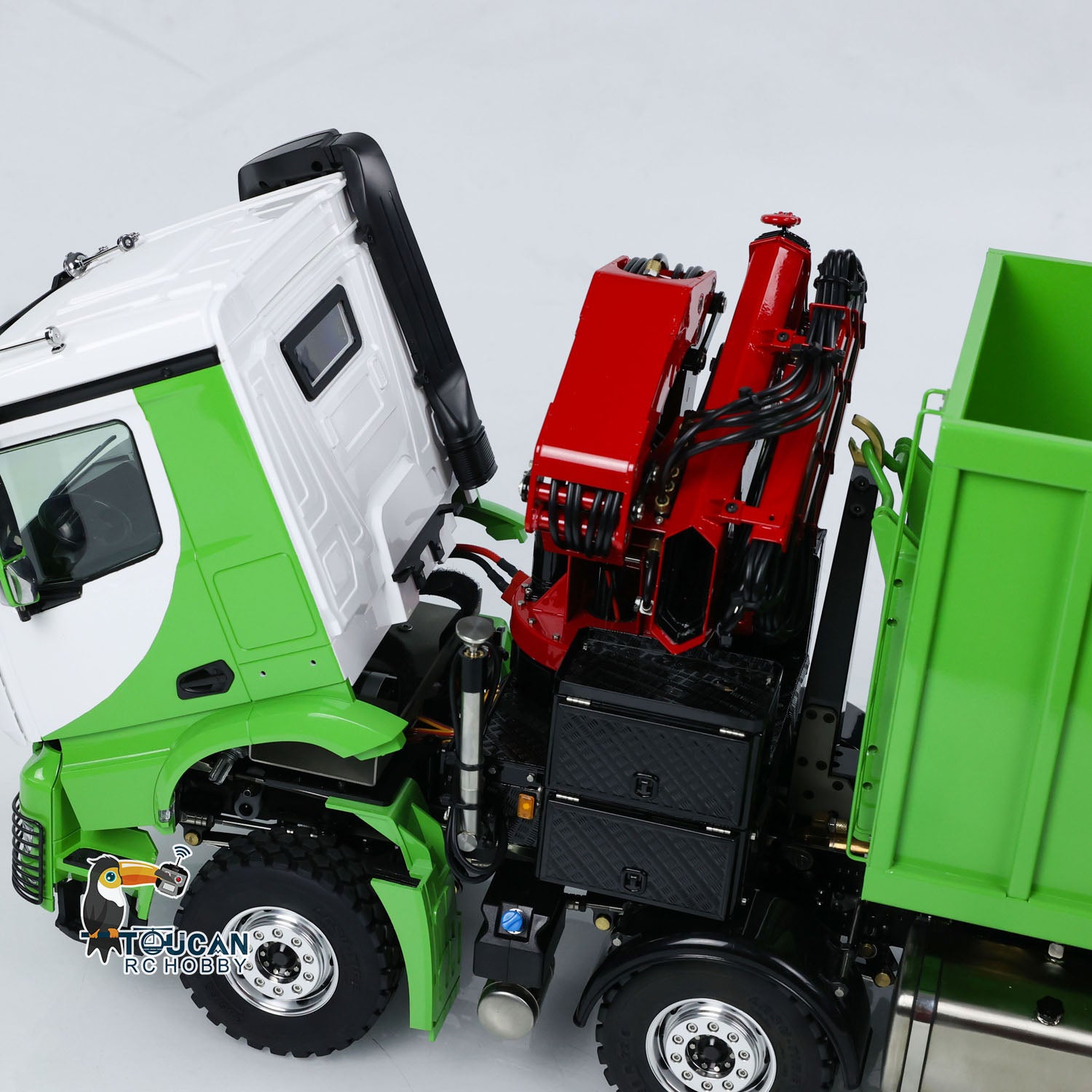1/14 Scale Metal LESU RC Hydraulic Crane Dump Truck - 8x8 RTR Remote Control Vehicle with 2-Speed Gearbox & Waste Bin | Construction Site Toy, Kids Birthday Gift, Collector's Model for RC Enthusiasts
