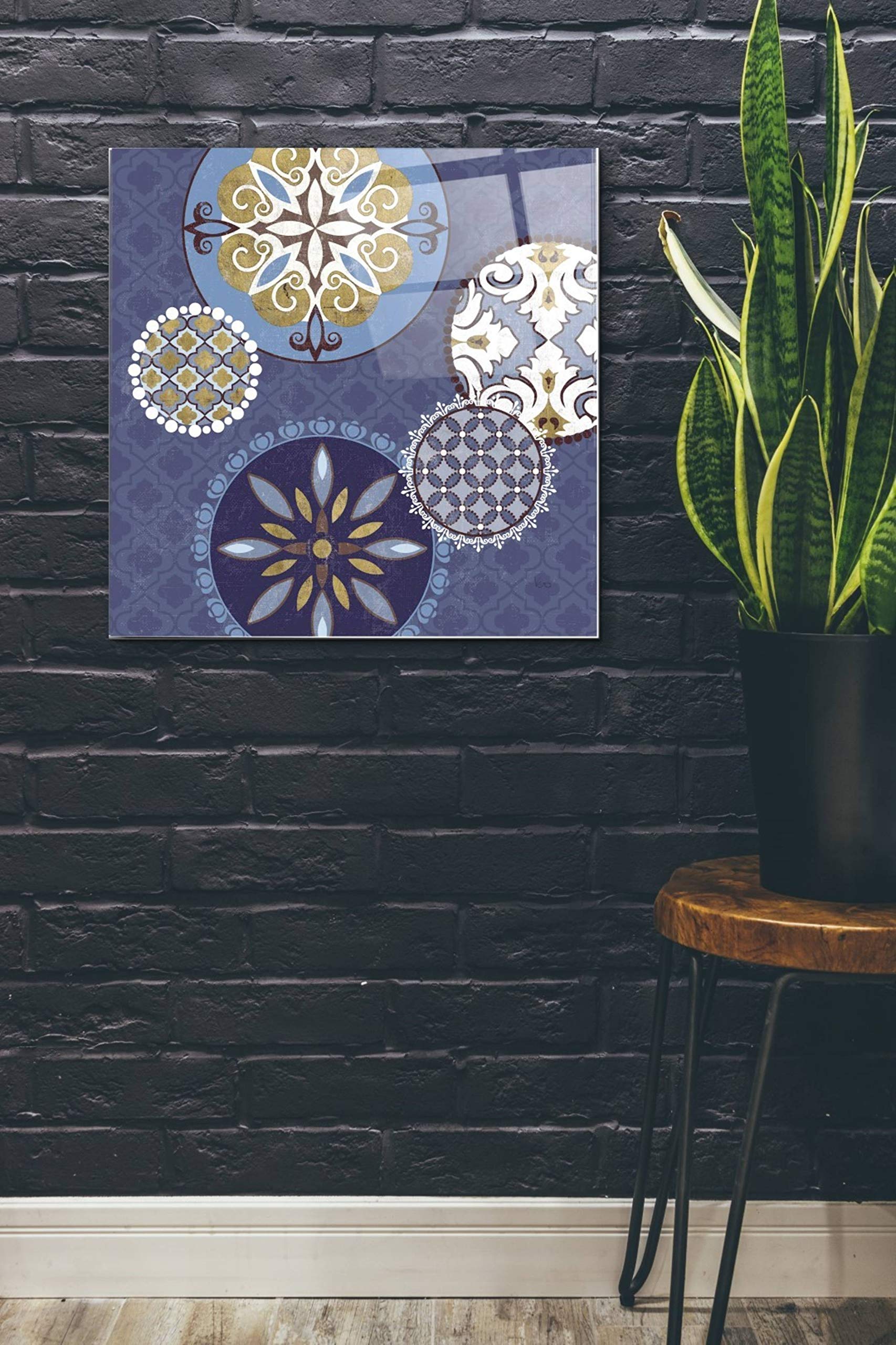 Epic 'Mediterranean Blue II' Acrylic Glass Wall Art by Veronique Charron - 24x24 Inches Modern Abstract Painting for Living Room, Bedroom & Office Decor