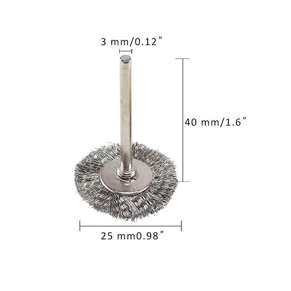 15 Pcs T-Shaped Stainless Steel Wire Brush Wheels - 1/8