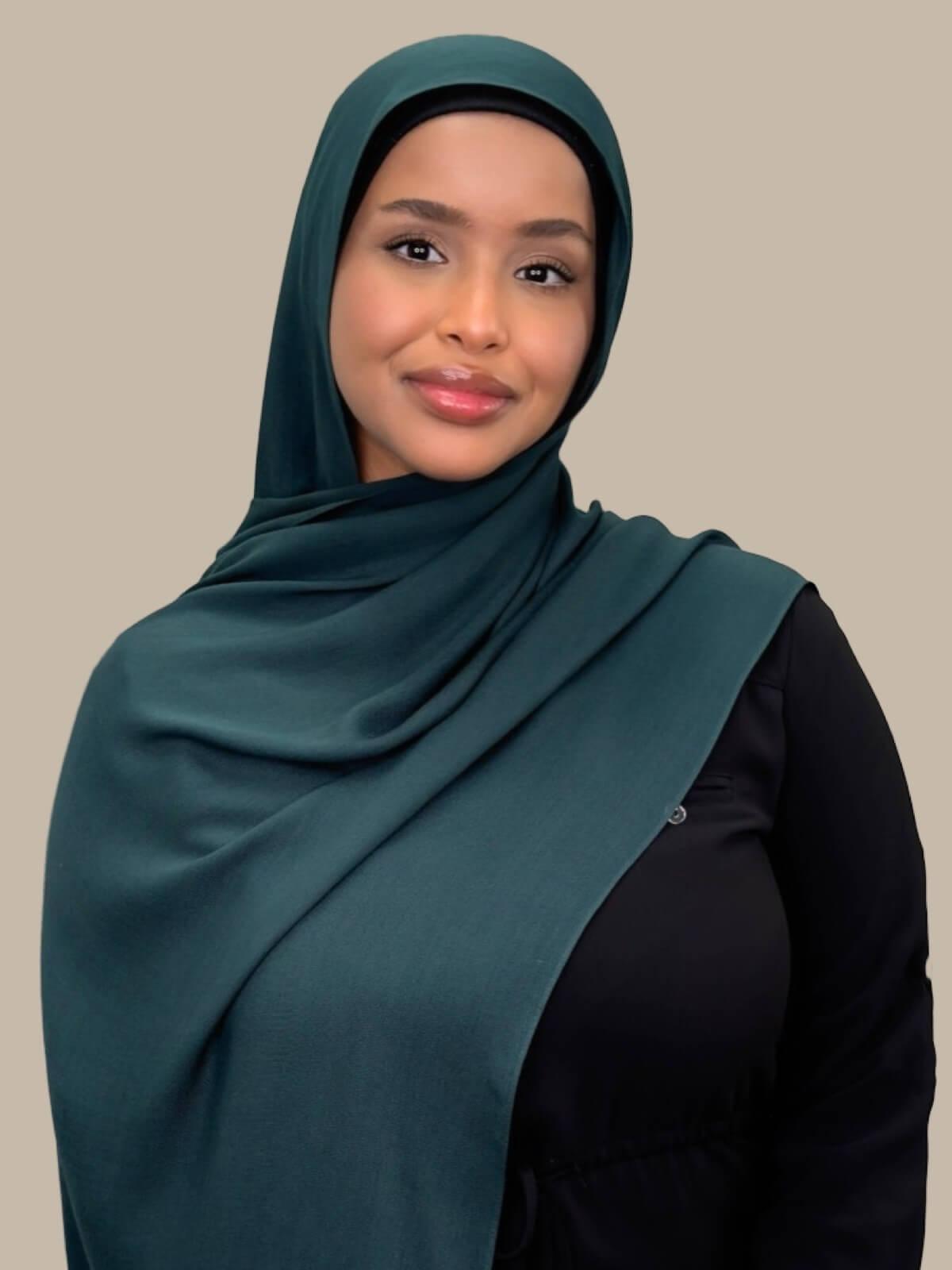 Soft Cotton Modal Hijab Scarf - Dark Aqua - Breathable & Comfortable for Daily Wear, Prayer, and Fashion Accessories