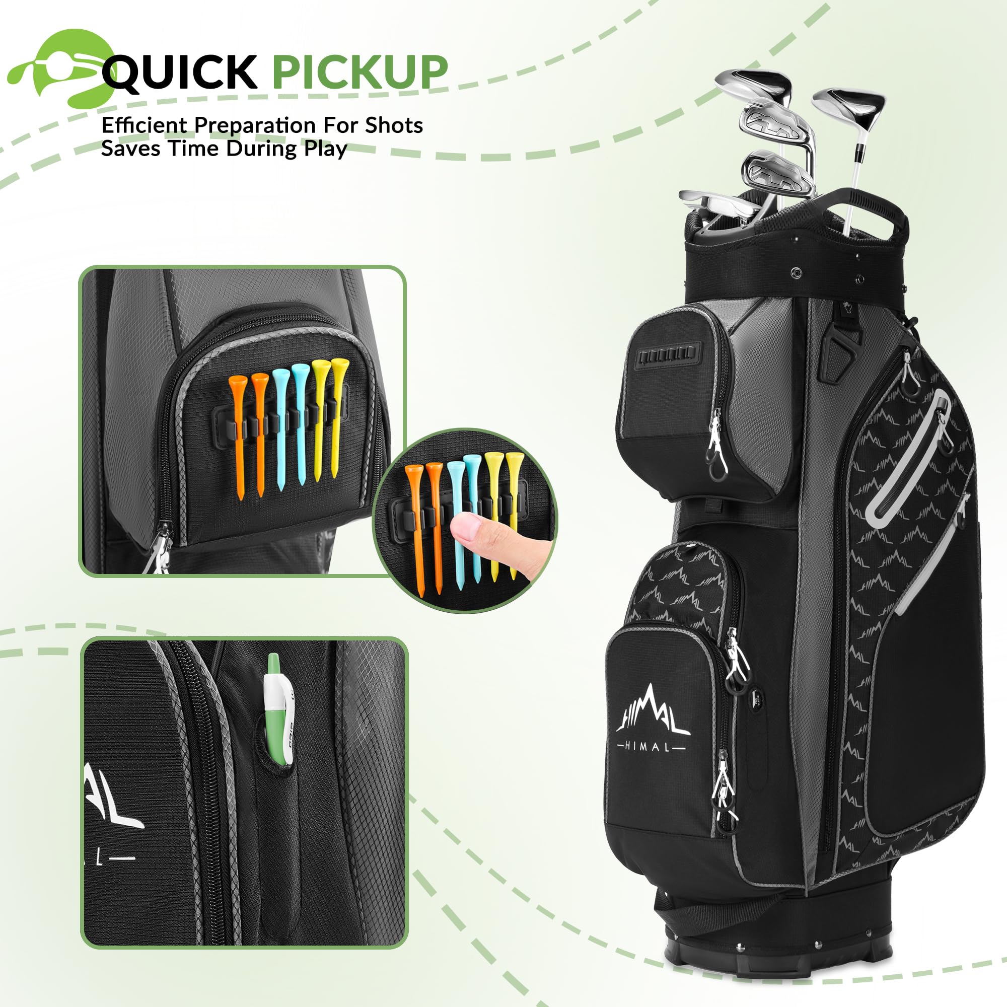 **14-Way Golf Cart Bag with Full-Length Divider Top & Multiple Pockets - Durable Men's Golf Bag with Comfortable Handles & Rain Cover - Perfect for Golf Courses, Driving Ranges & Tournaments**