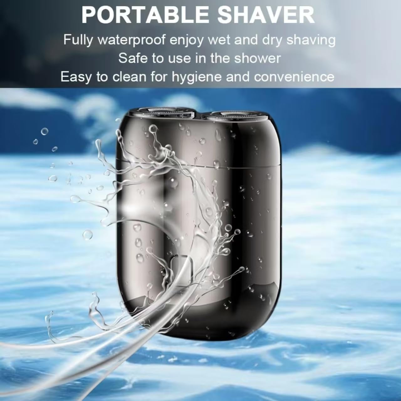 Naaeeoy Mini Dual-Head Electric Shaver for Men - Portable Rechargeable Waterproof Travel Electric Razor with 2 Blades - Perfect for Home, Travel & Gym Use (Blue)