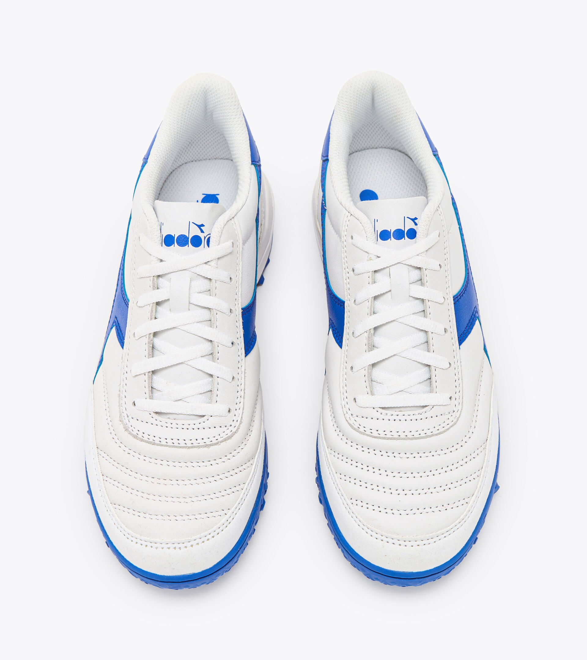 Diadora Calcetto II LT Turf Soccer Shoes for Men - White/Royal Blue - Indoor/Outdoor Artificial Grass Football Cleats - Perfect for Training & Matches