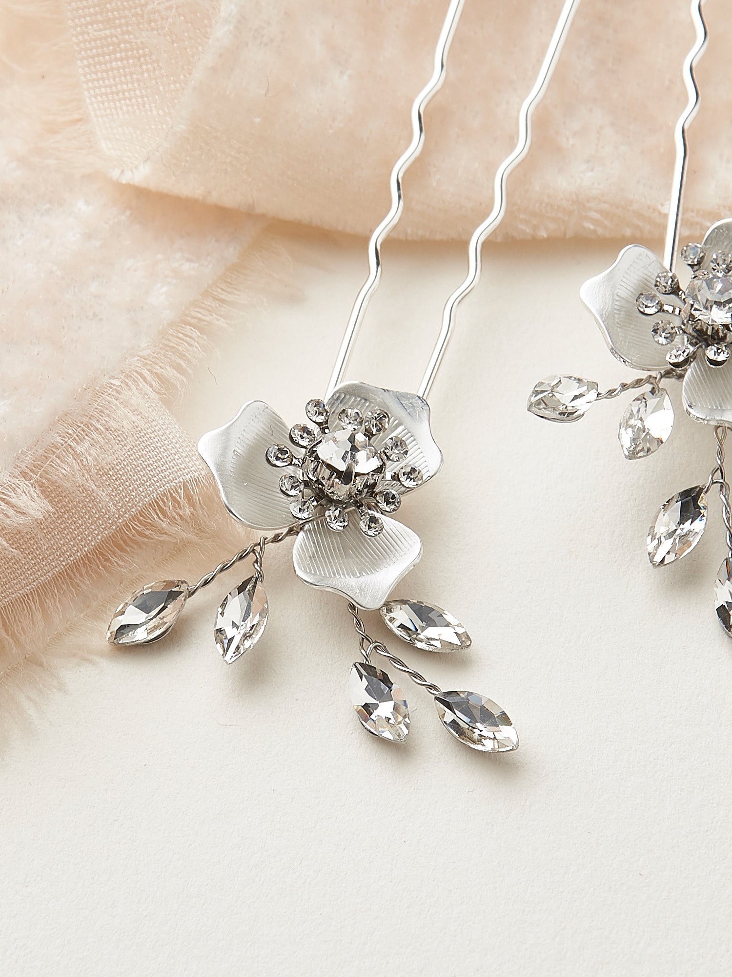 Kacie Floral Hair Pins - Set of 3 Elegant Flower Hair Clips for Women & Girls - Perfect for Weddings, Parties & Everyday Styling