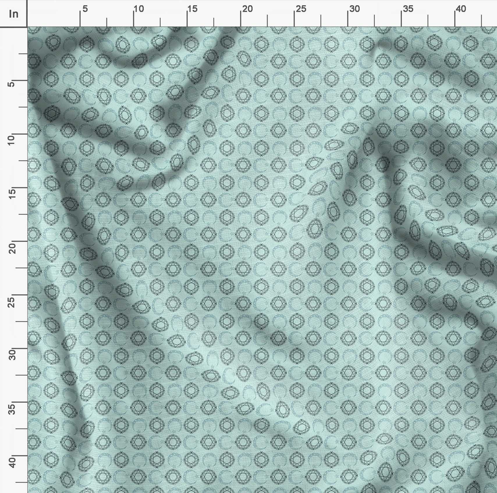 Soimoi Moss Green Georgette Fabric by The Yard - 44 Inch Wide - Star Tetrahedron Geometric Print - Cosmic Whimsical Design for DIY Crafts, Dresses & Home Decor