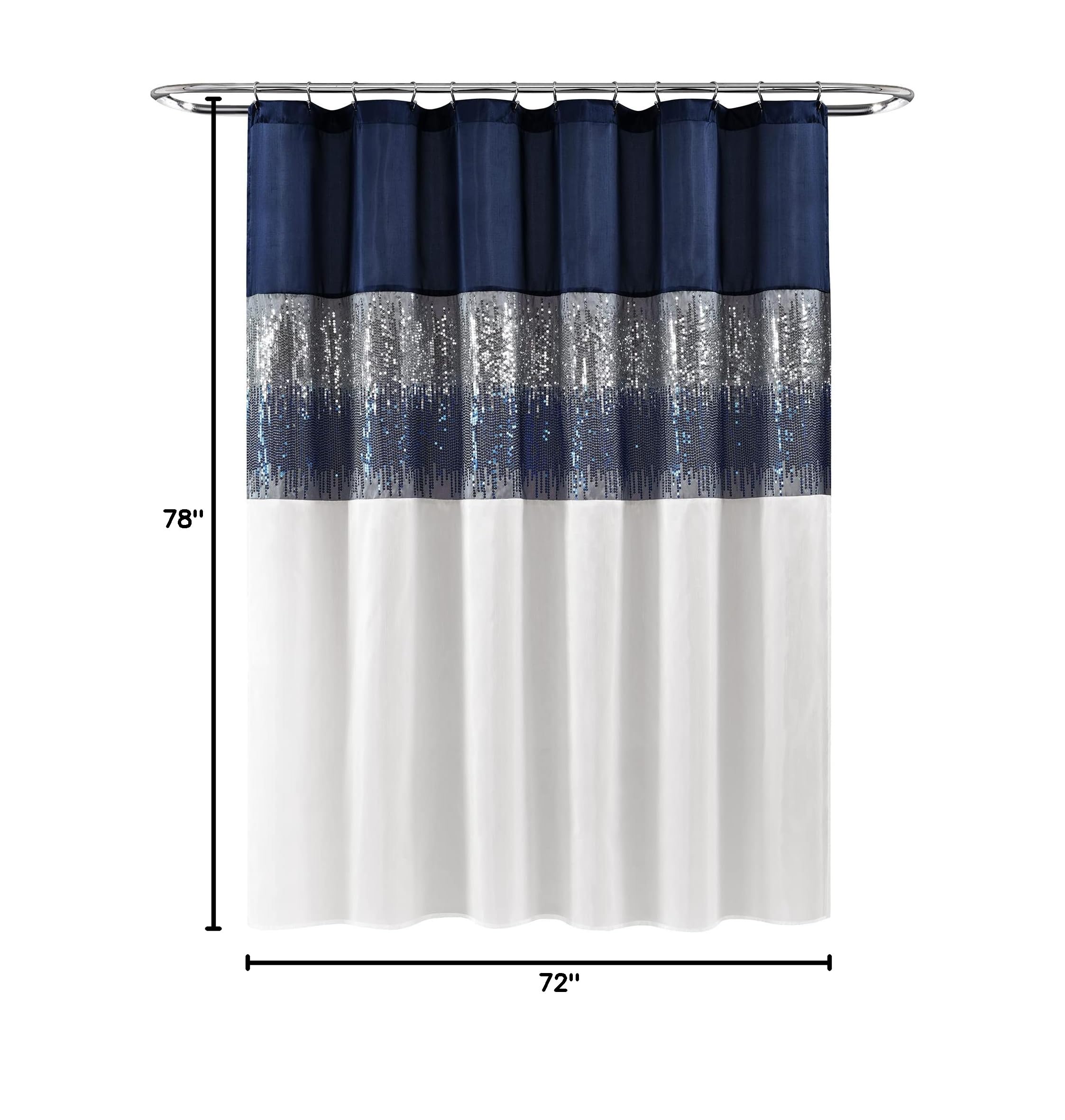 Lush Decor Night Sky Shower Curtain 72x78 Navy White for Bathroom Decor