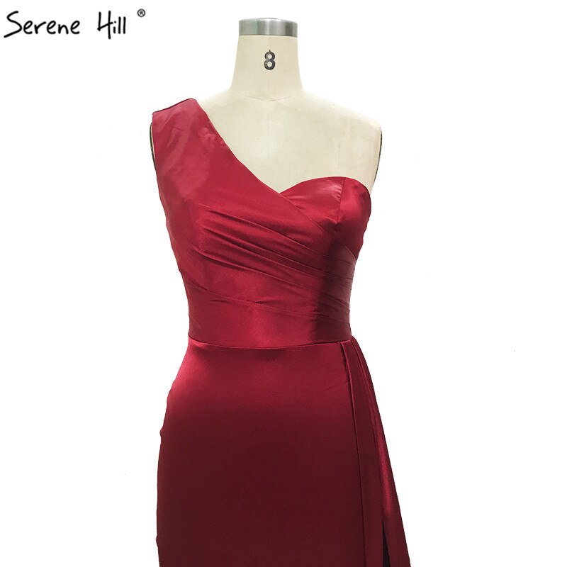 Sexy Wine Red Sleeveless Satin Evening Dress 2025 | One Shoulder Mermaid Formal Gown for Women | Perfect for Prom, Cocktail Parties & Special Occasions