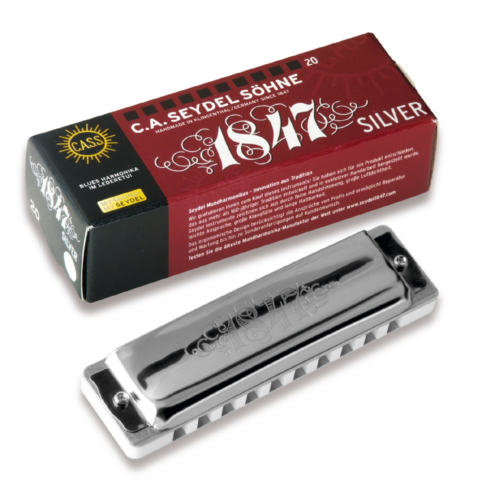 SEYDEL Blues Silver 1847 Harmonica in Eb Key - Professional 10-Hole Diatonic Harmonica for Blues, Rock & Folk Music - Perfect for Live Performances, Studio Recording & Music Practice
