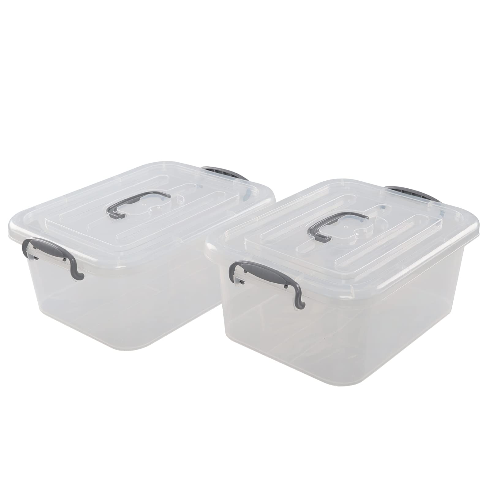 8L Clear Plastic Storage Box with Lid - 2-Pack Airtight Latch Containers for Kitchen Pantry, Office Organization & Home Decluttering