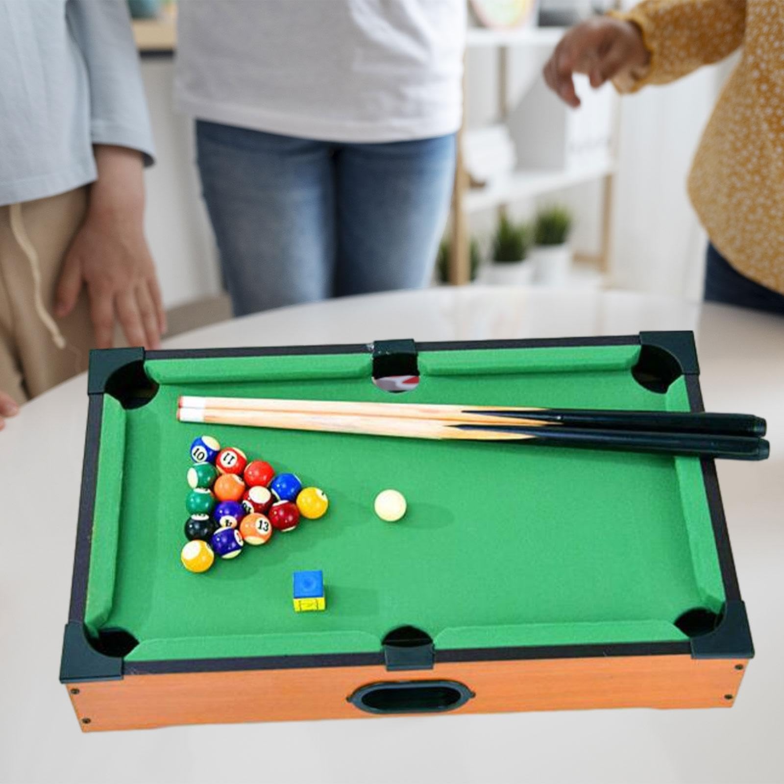 Mini Wooden Table Pool Set with Game Balls - Easy to Install Snooker & Billiards Toy for Travel, Game Room, Indoor Home or Office Desk - Perfect for Family Fun, Parties & Relaxation