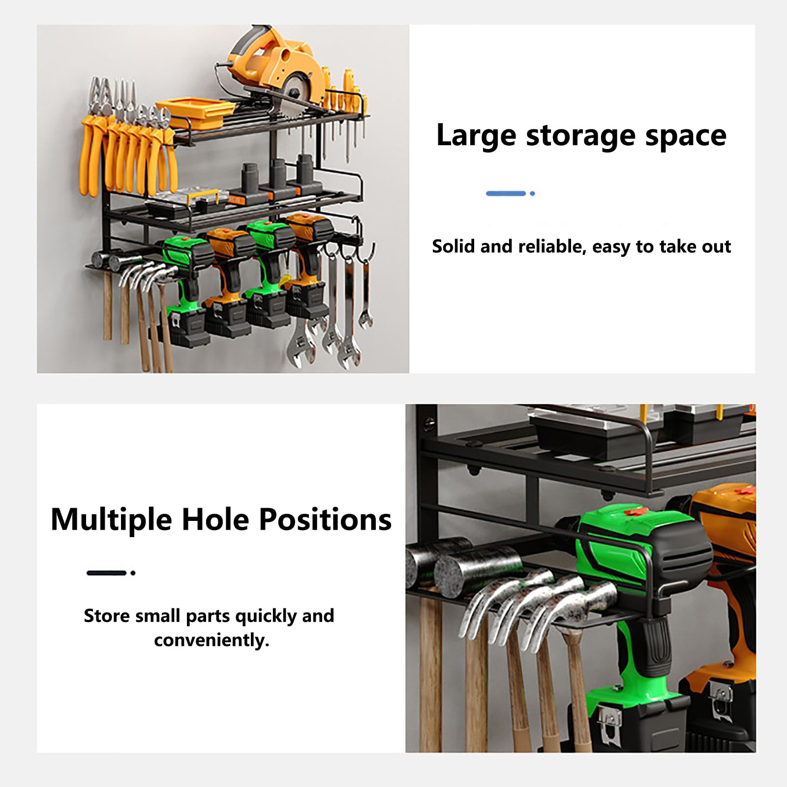 WYYHAA Power Tool Organizer Wall Mount - Heavy Duty Garage Storage with 3 Drill Holder, Screwdriver & Pliers Organizer | Perfect for Workshop, Garage & DIY Tool Organization