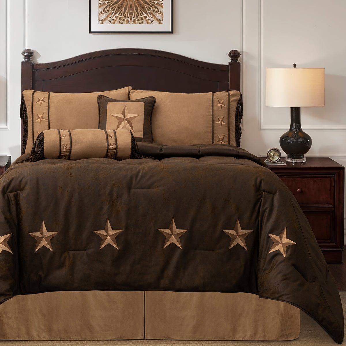 Luxury Laredo Comforter Set - King Size Chocolate Brown Bedding - Soft Microfiber for Cozy Sleep - Perfect for Master Bedroom & Guest Room Decor