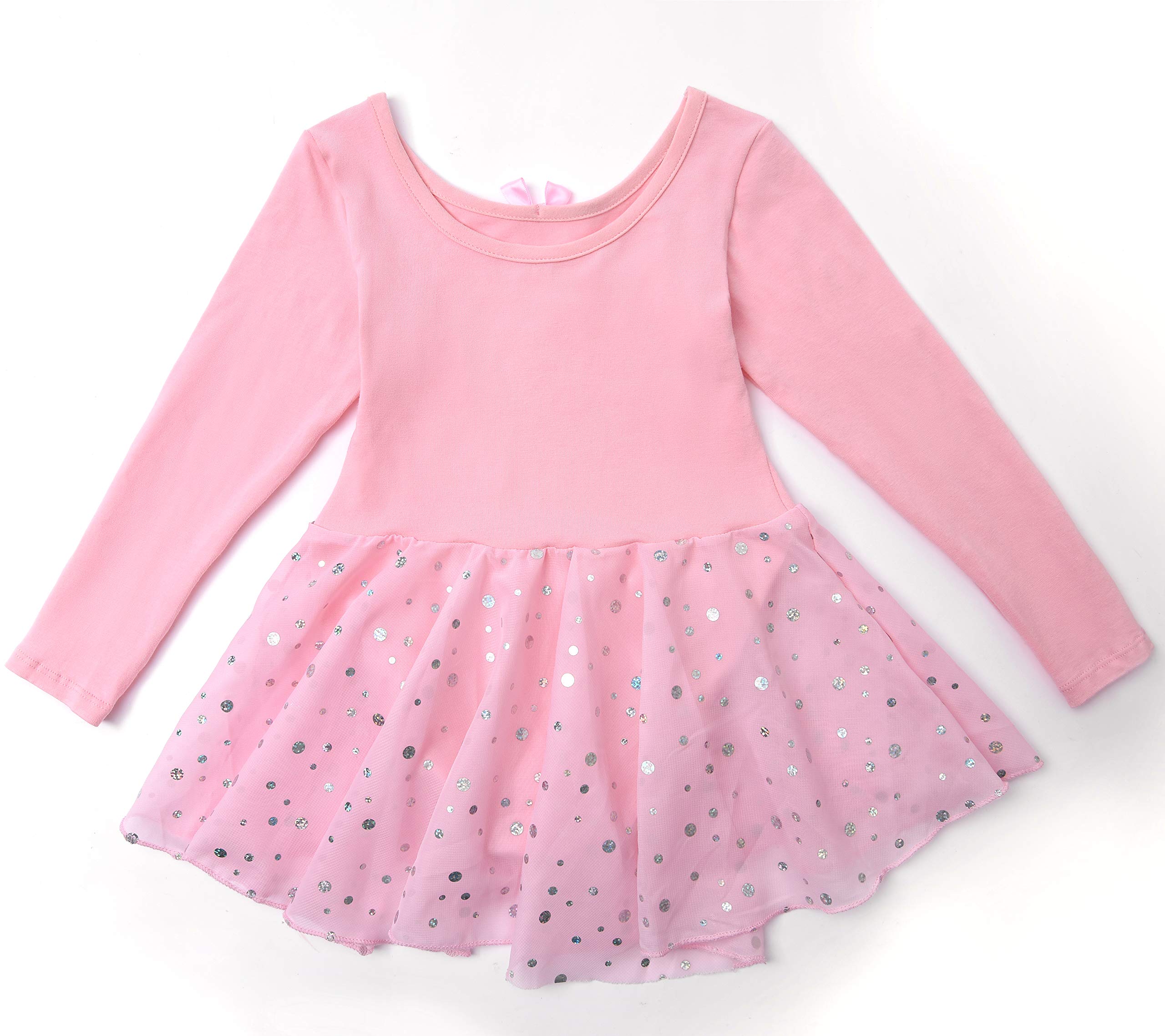 DANSHOW Girls Glitter Ballet Leotard with Tutu Skirt & Petal Sleeves - Sparkly Dance Costume for Recitals, Performances, and Ballet Practice