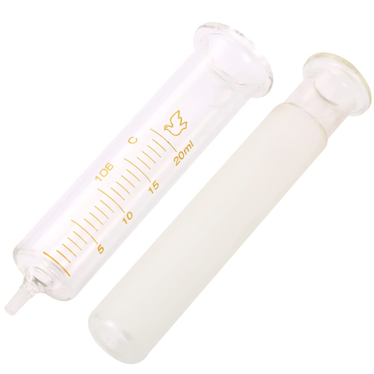 20ml Glass Syringe 2 Pack - Reusable Clear Scale Lab Sampler for Essential Oils, Liquid Measurement & Scientific Experiments | Durable Glass Material