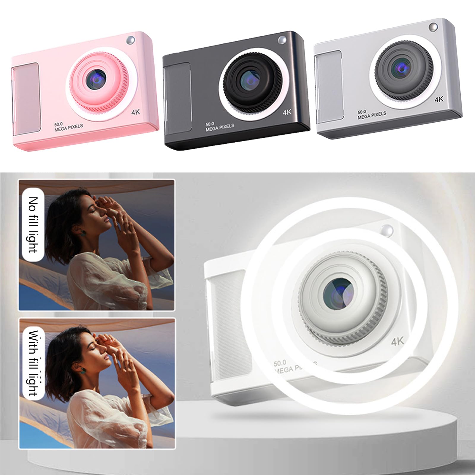 LUOFENG 48MP Dual Lens Small Monitor Camera - 4K HD 3264x2448 Resolution CCD Sensor Digital Camera for Kids, Boys & Girls | Perfect for Home Security, Child Monitoring & Outdoor Adventures