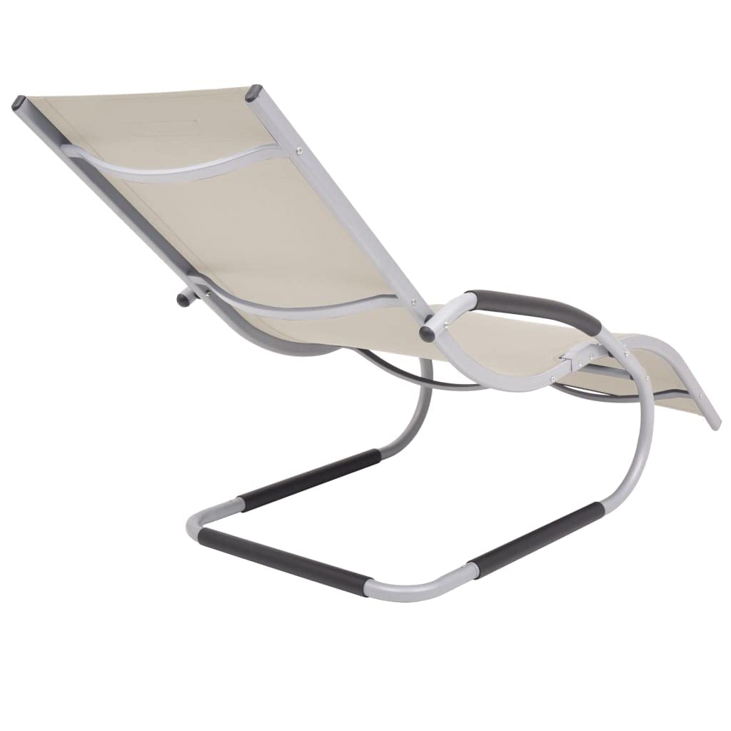 Premium SKM Sun Lounger with Comfort Pillow - Durable Aluminum Frame & Textilene Fabric in Cream - Perfect for Poolside, Beach, Patio & Backyard Relaxation