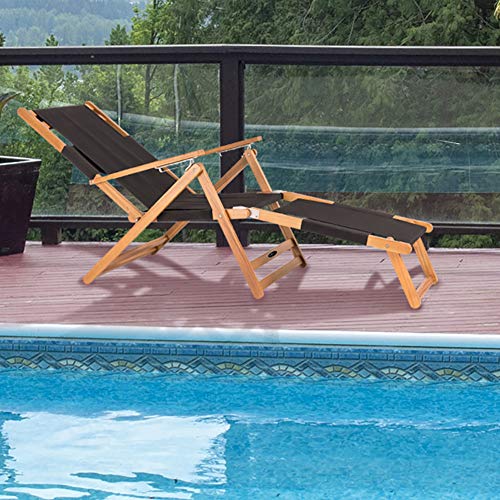 Portable Patio Lounge Chair with Adjustable Leg Rest - Lightweight Folding Outdoor Recliner for Backyard, Beach, Camping - Comfortable & Durable Black Design