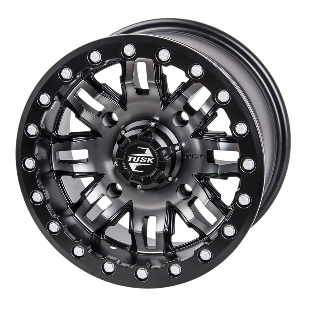 4/156 Tusk Teton Beadlock Wheel 15x7 5.0 + 2.0 Gun Metal/Black for Polaris RANGER 900 XP (2013-2019) - Durable Off-Road ATV Wheels for Trail Riding & Mud Adventures