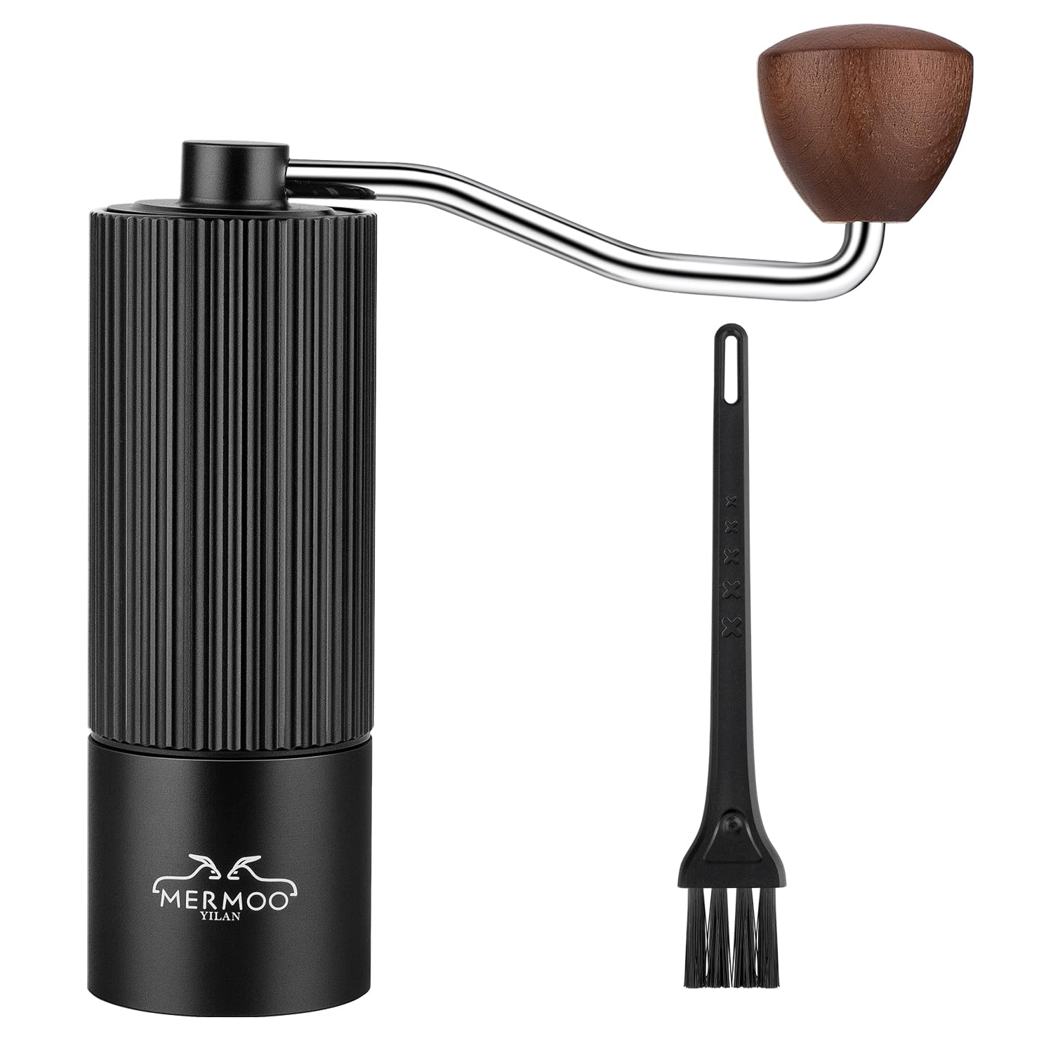 Premium MERMOO YILAN Manual Coffee Grinder - Adjustable Stainless Steel Burr, Portable Aluminum Alloy Hand Mill for Espresso, French Press & Pour Over - Perfect for Home, Camping & Travel (Black) | Enjoy Fresh Coffee Anywhere - Office, Hiking & Outdoor Adventures
