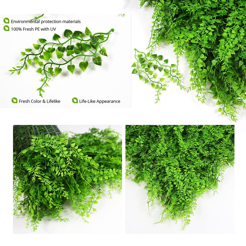 Premium Artificial Boxwood Hedge Panels - 12 Pack (32 Sq Ft) for Indoor & Outdoor Privacy Fence, Wall Decor, and Sound Diffusion | UV-Resistant Fake Greenery for Patio, Garden, Balcony, Office & Event Decoration