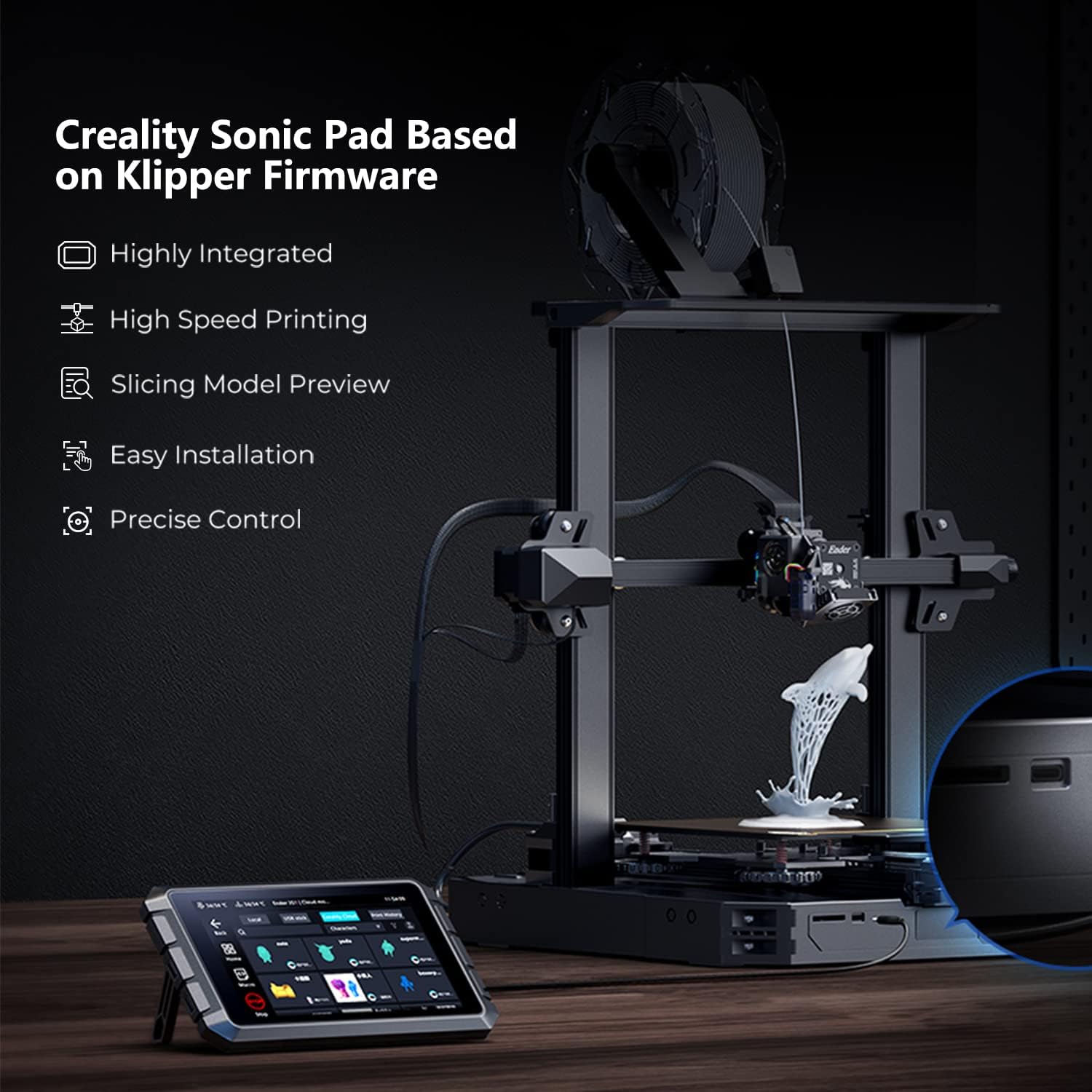 Creality Sonic Pad Klipper - 7 Inch Touch Screen 3D Printer Controller with Faster Printing Speed | Compatible with Ender 3 V3 SE, Ender 3 Max Neo, Ender 3 V2, Ender 3 S1 | Perfect for High-Speed 3D Printing & Precision Control
