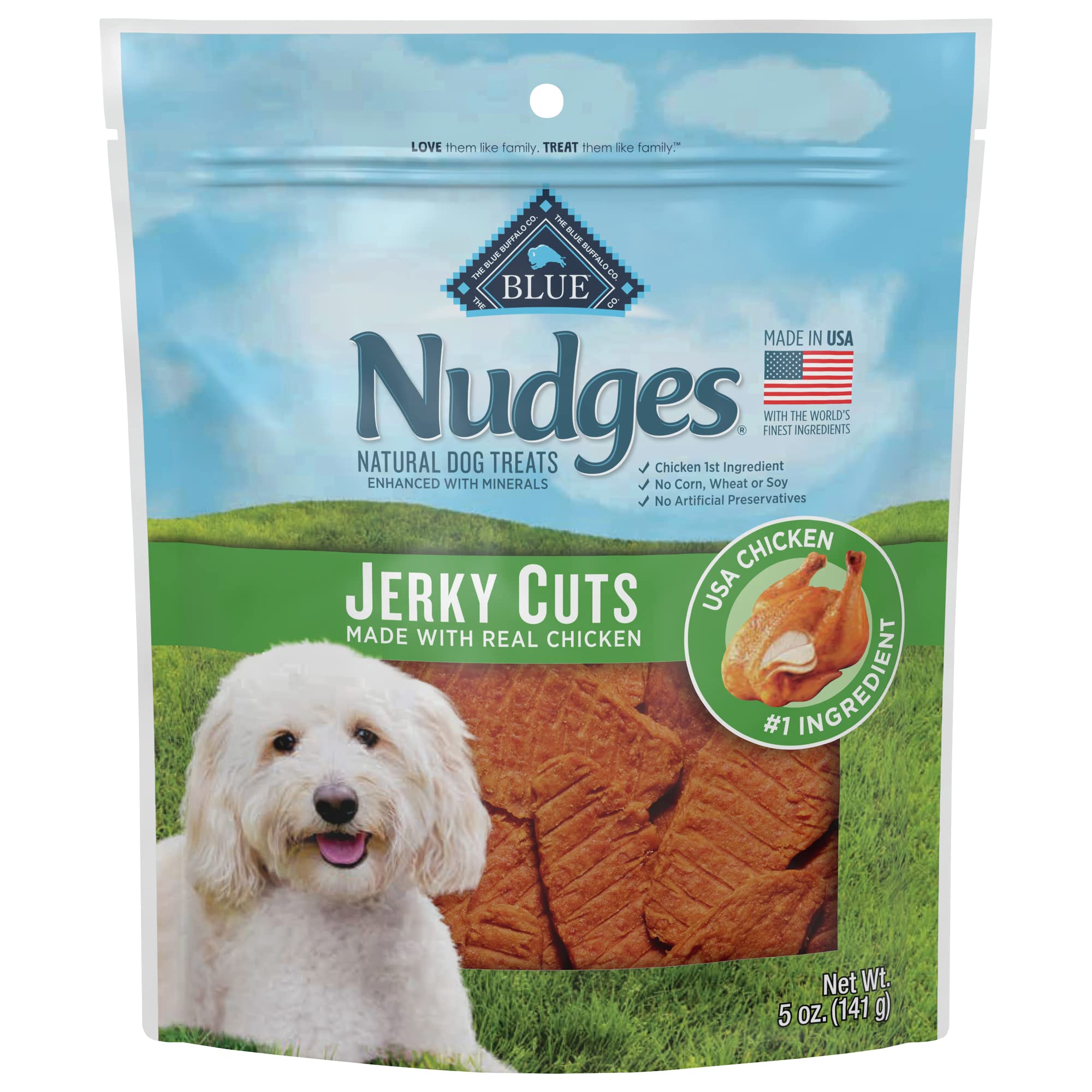 Blue Buffalo Nudges Natural Dog Treats - Chicken Flavor Jerky Cuts for Training & Rewards | Grain-Free, Healthy Snacks for Small & Large Dogs | Perfect for Outdoor Adventures & Playtime