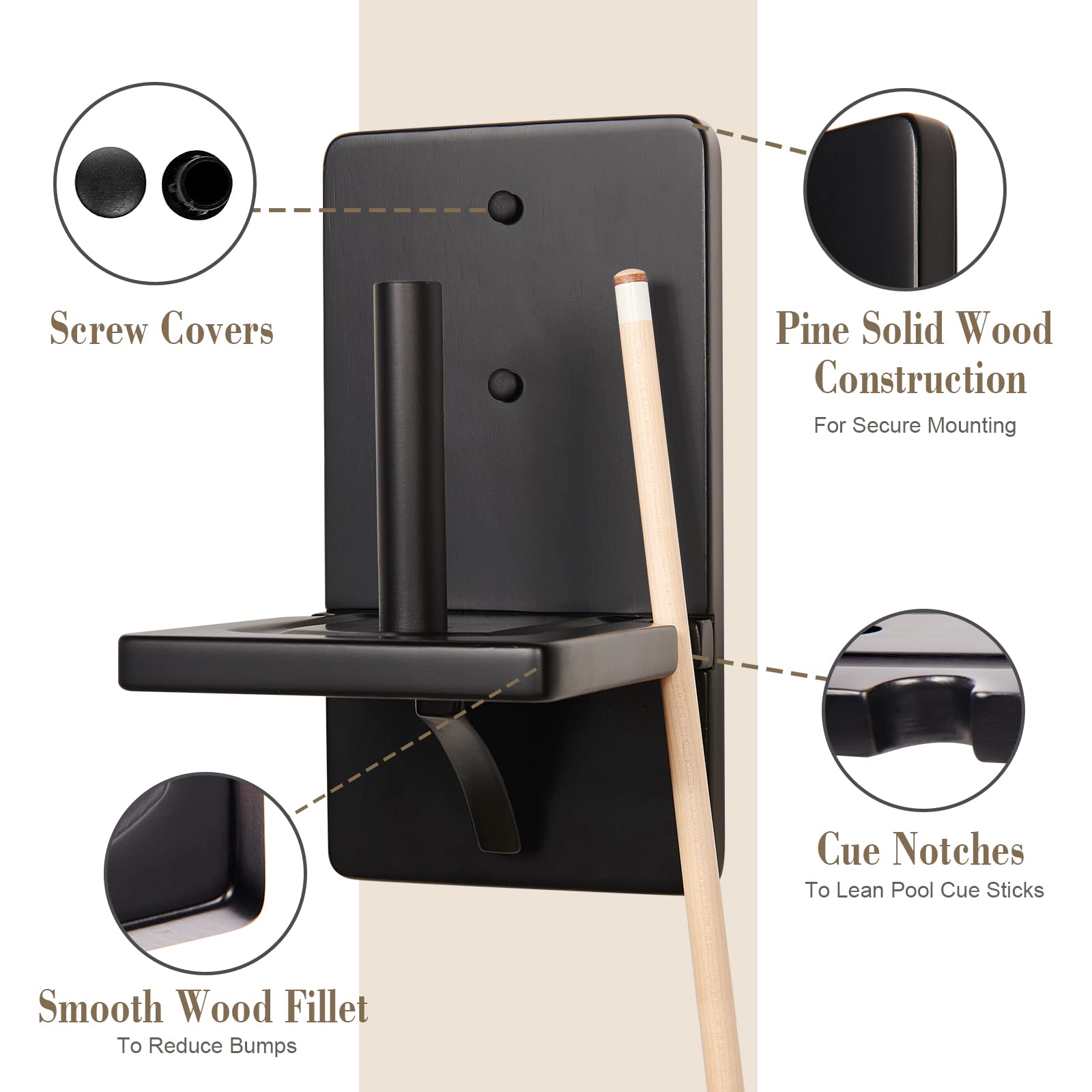 Wall Mounted Pool Chalk Holder - Black Cone Shaped Billiard Chalk Caddy for Pool Tables | Durable Pool Table Accessories for Home Game Rooms & Bars