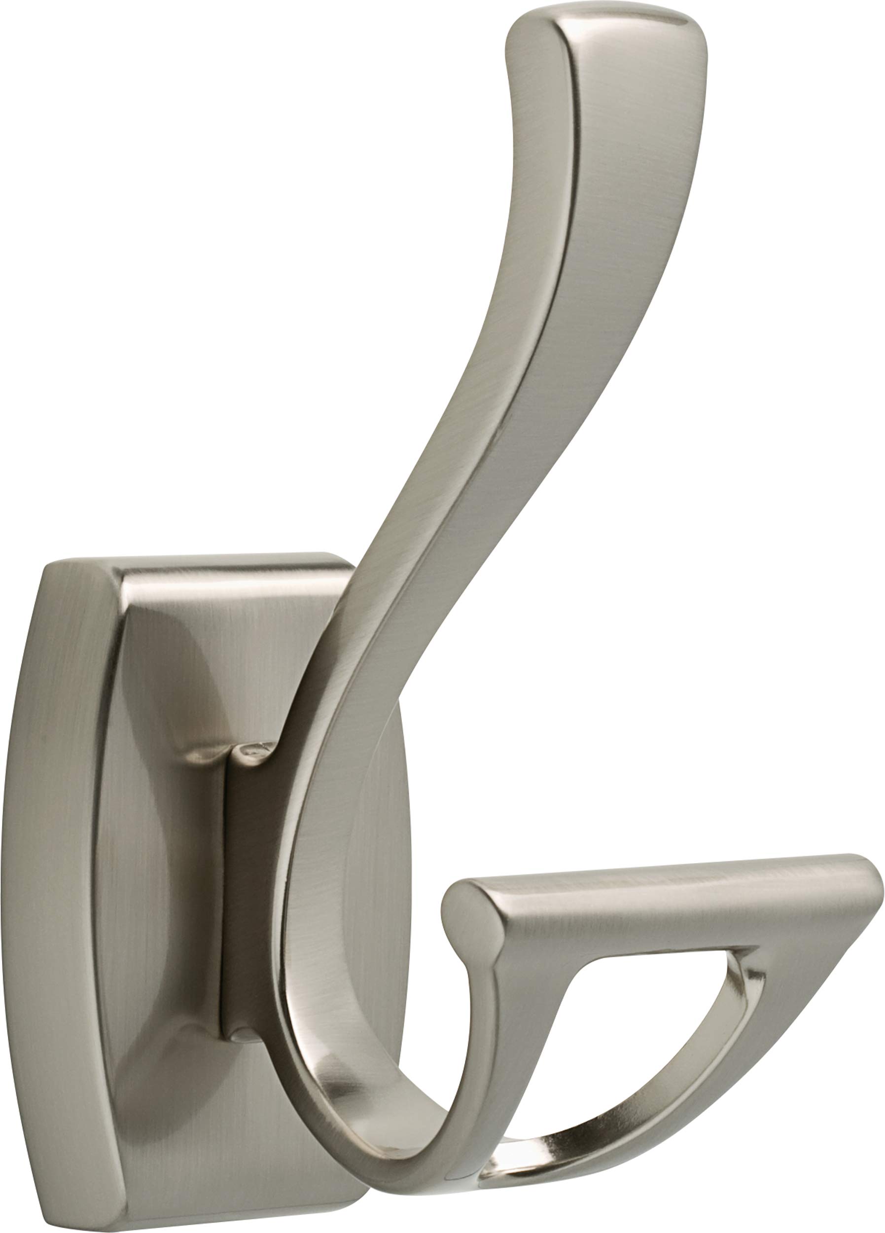 DELTA Dansant Satin Nickel Towel Hook - 2.4 x 2.9 x 4.8 Inch Bathroom Robe Hook - Durable Wall Mounted Towel Holder for Bathroom, Spa, Gym & Bedroom Organization