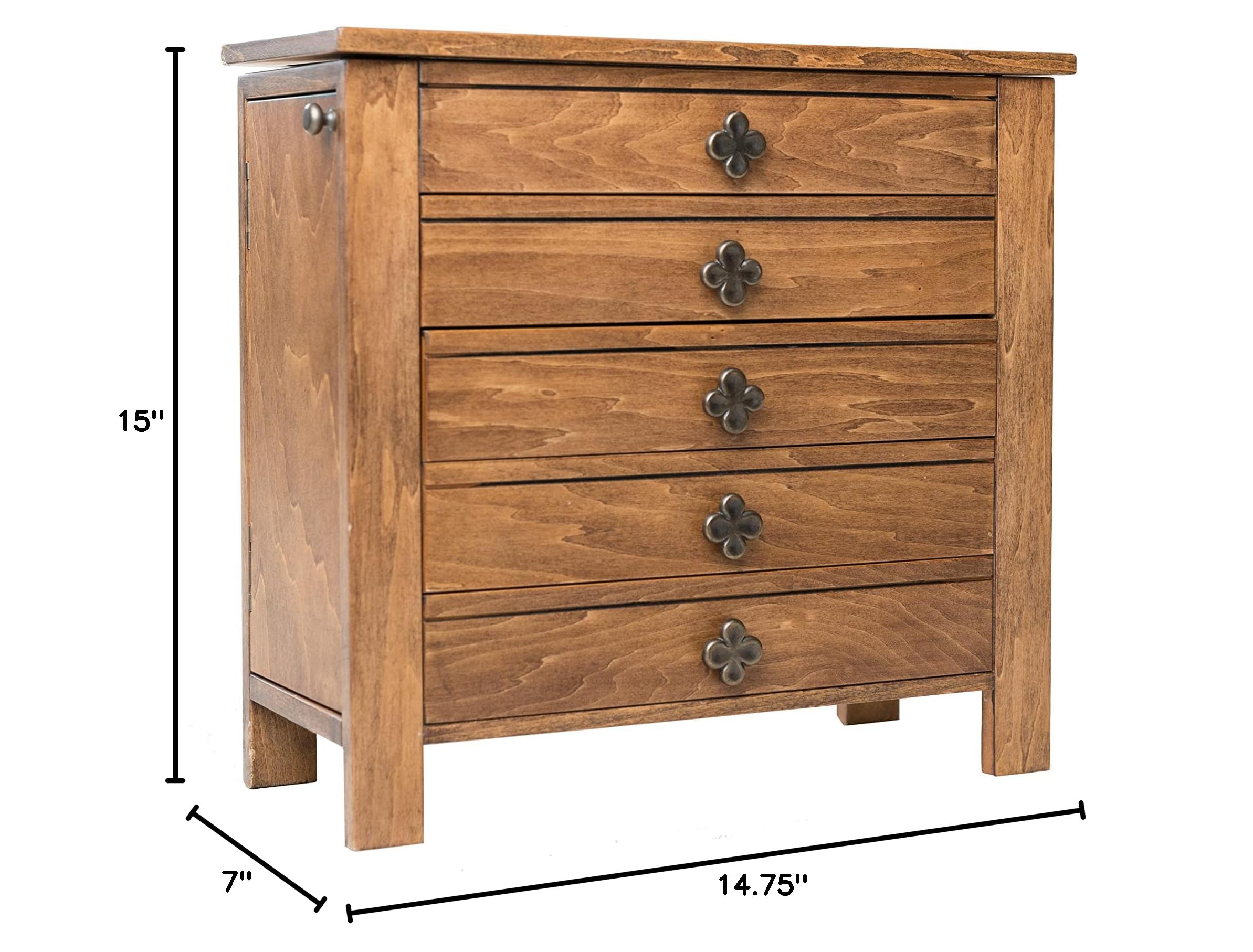 Taylor Jewelry Organization Storage Chest - Pine Wood Jewelry Box for Necklaces, Rings & Earrings - Perfect for Bedroom, Closet & Travel Accessory Storage