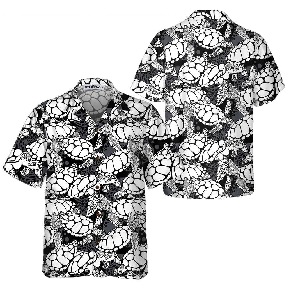 HYPERFAVOR Stylish Sea Turtle Hawaiian Shirts for Men - Breathable Button Down Beach Shirts with Turtle Print - Perfect for Vacation, Summer Parties & Tropical Getaways