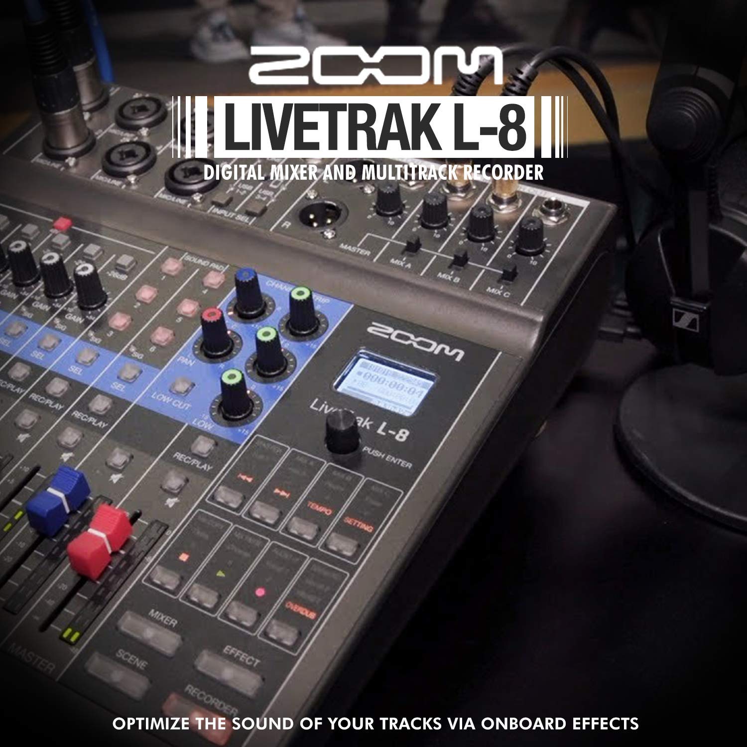 Zoom LiveTrak L-8 Portable 8-Channel Digital Mixer & Multitrack Recorder with Basic Bundle - Includes SR360 Dynamic Stereo Headphones, Xpix XLR Cables, AA Batteries & Fibertique Microfiber Cloth - Perfect for Podcasting, Live Streaming, Music Recording & Home Studio Setup