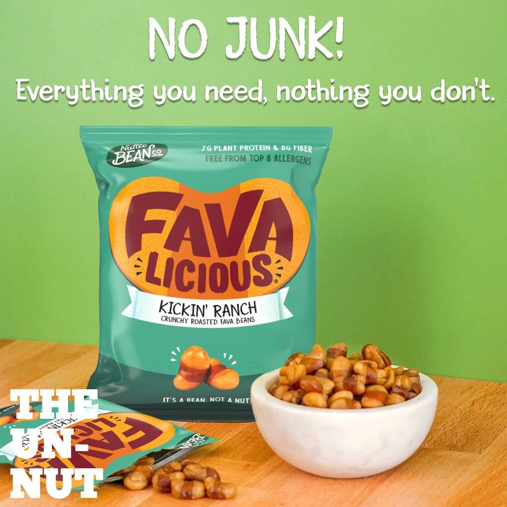 Nuttee Bean Co. - Keto Friendly High Protein Fava Beans Snacks | Crunchy Roasted Favalicious Kickin Ranch Flavor | Healthy On-The-Go Snack for Work, Travel & Fitness | Low Carb Vegan Gluten Free