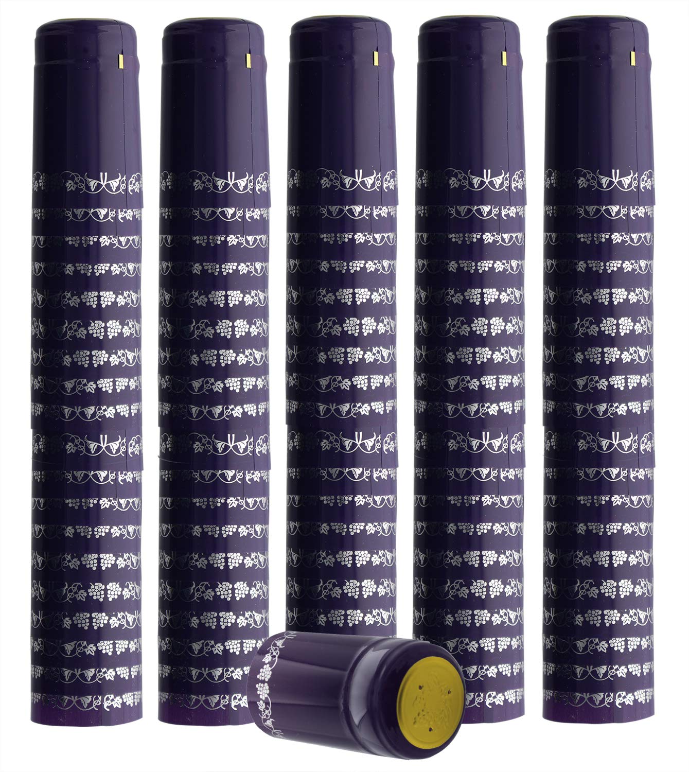 Premium PVC Shrink Capsules for Wine Bottles - 8000 Count (Purple with Silver Grapes Design) - Ideal for Home Brewing, Wine Making, and DIY Bottle Sealing Projects