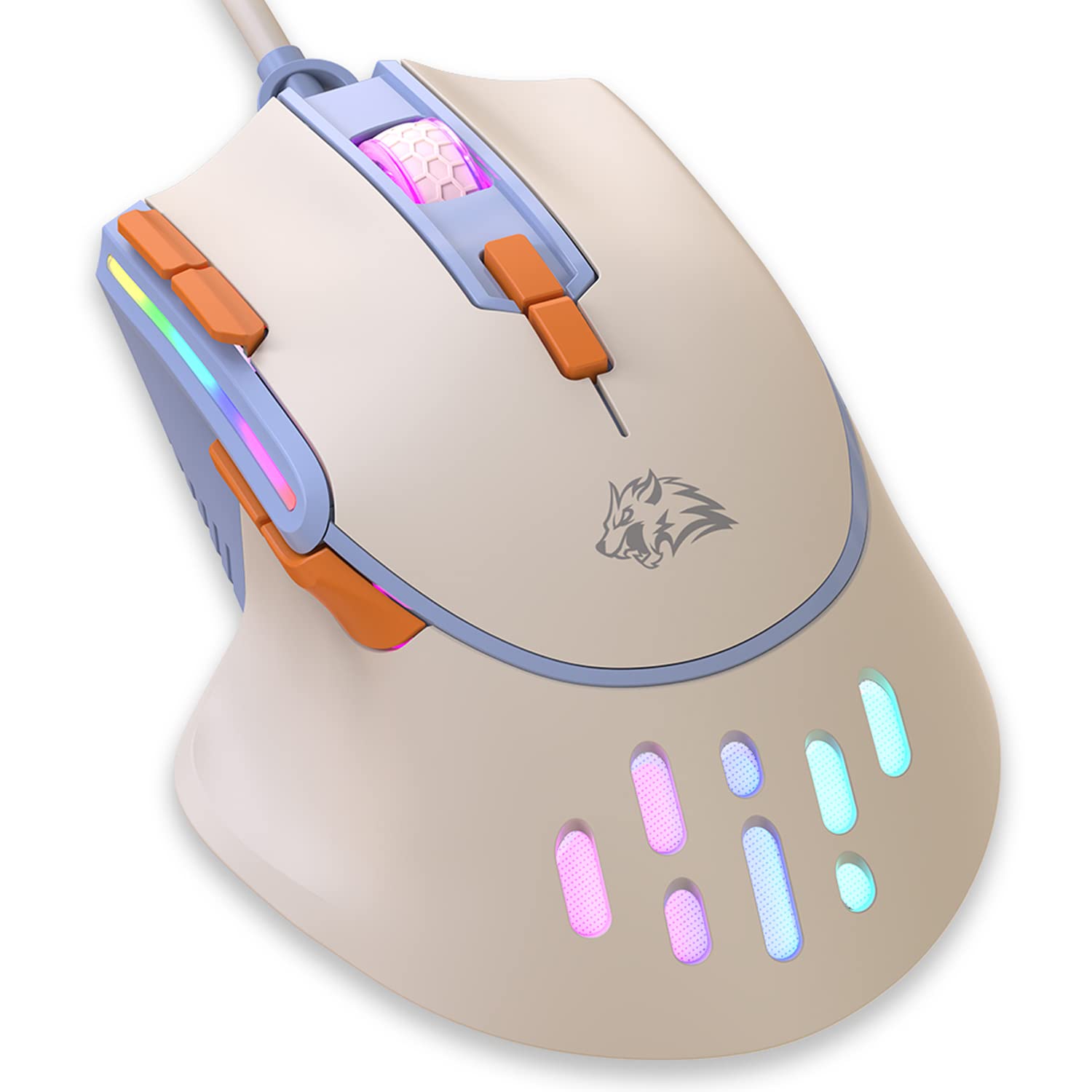 MAGIC-REFINER M2 Wired Gaming Mouse - 6 RGB Backlight Modes, 12800DPI Adjustable, High Precision, Macro Programmable, Ergonomic Right-Hand Design, Plug & Play USB for PC, Laptop, Mac (Blueberry) - Perfect for FPS, MOBA Games and Office Work